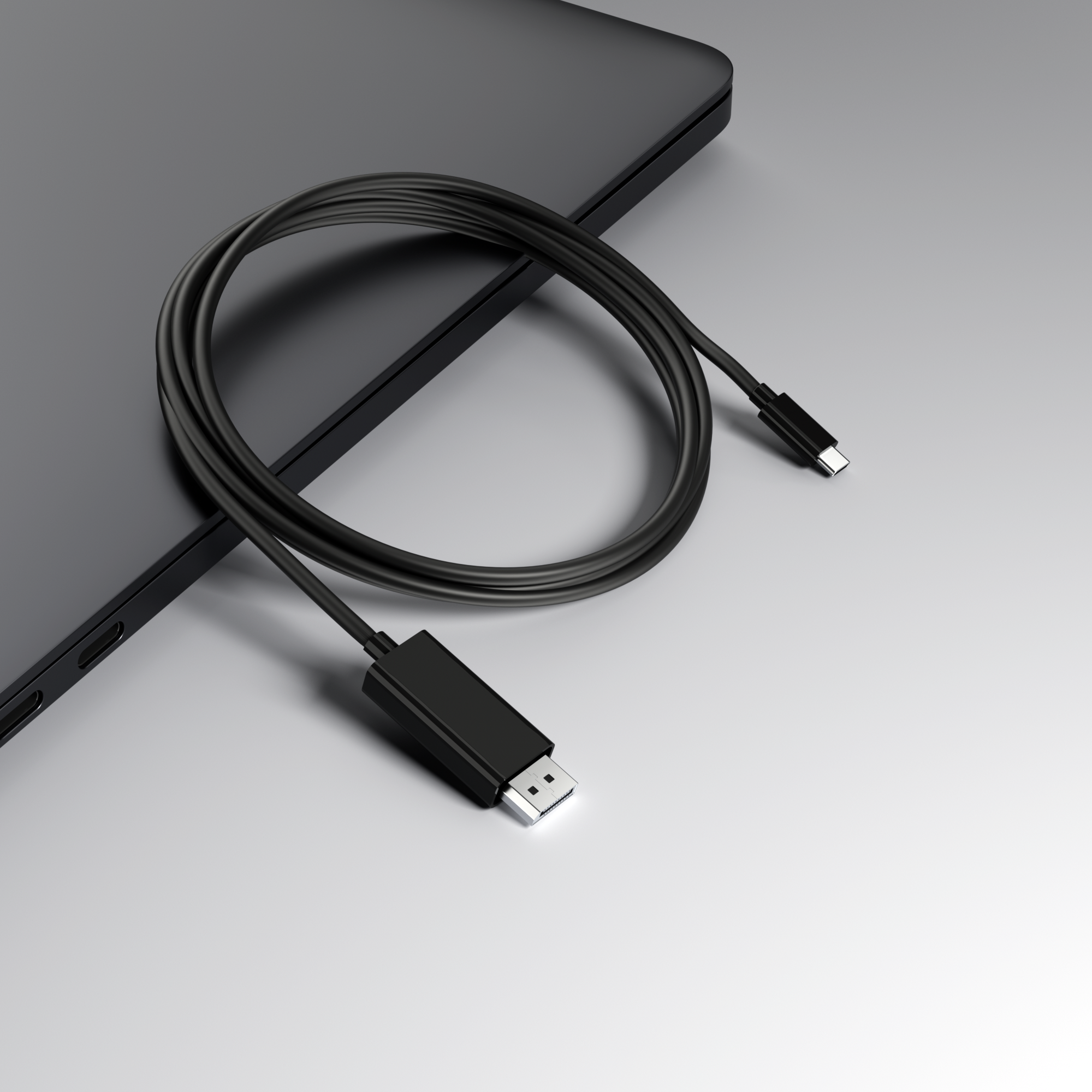 1 USB USB-C Schwarz kabel zu kabel, meter HDMI ROLIO