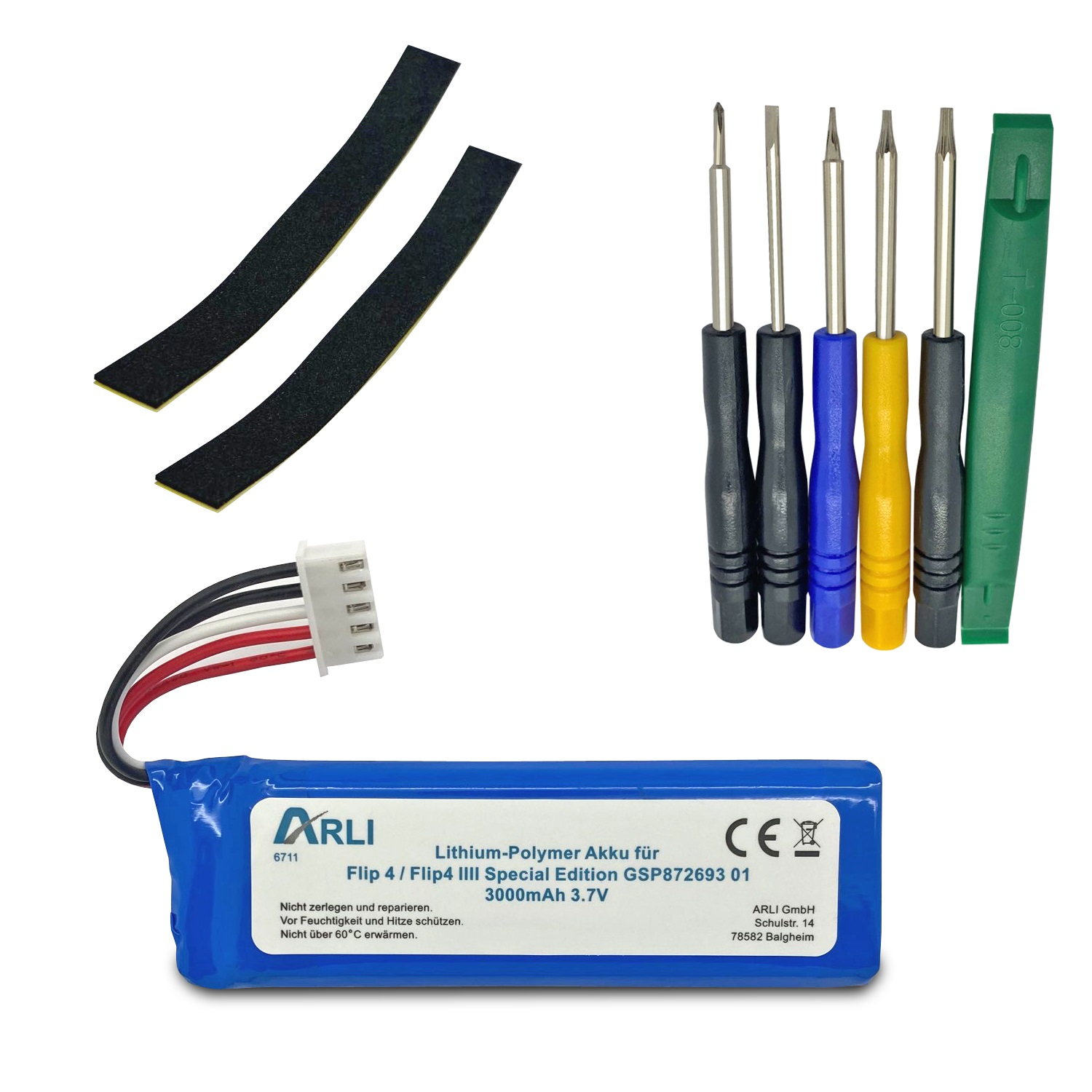ARLI passend Flip GSP872693 Flip4 Edition 4 Ersatzakku, Special Volt, mAh  Li-Polymer 1 3.7 3000mAh IIII 3000 3,7 01 / Batterie Stück V