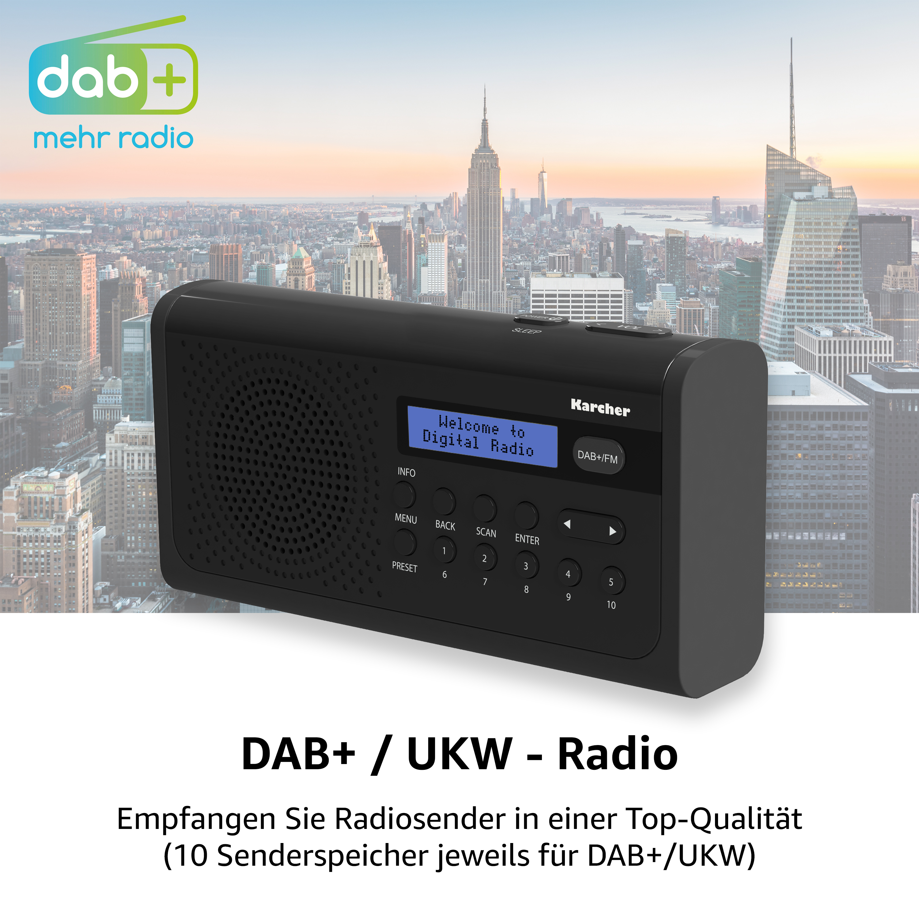 FM, Schwarz DAB 2405 DAB+, DAB+ Radio, DAB+, KARCHER