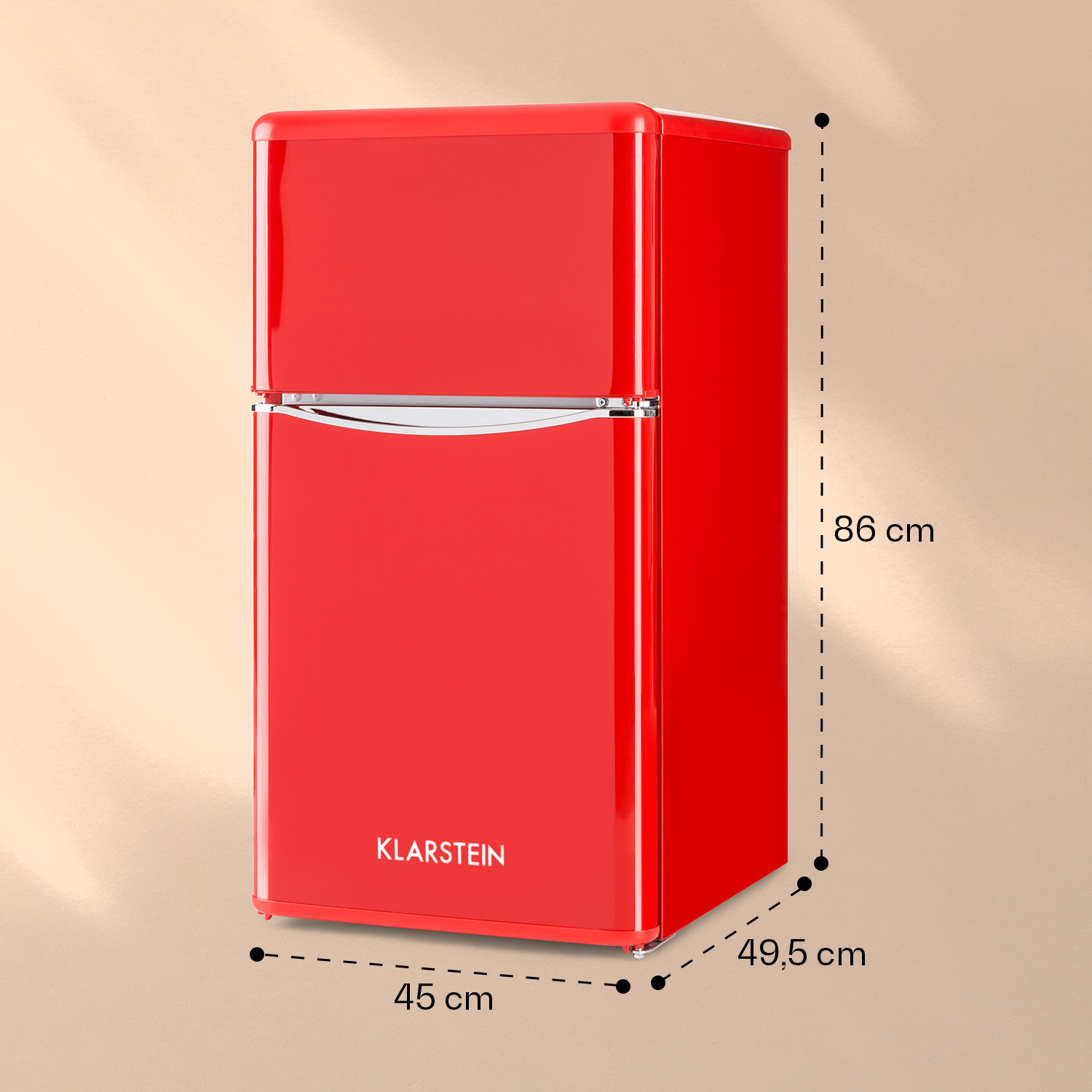 hoch, KLARSTEIN 86 cm Monroe Mini-Kühlschrank Rot) (F,
