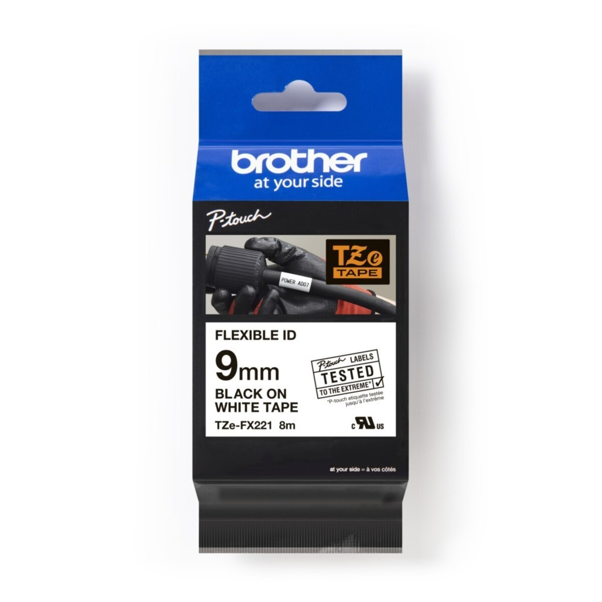 BROTHER Brother Nicht 1 Schwarz - Flexitape TZe x - für verfügbar P-Touch FX221 m) - auf (0,9 Schriftband Rolle(n) - cm - Rolle 8 Weiß