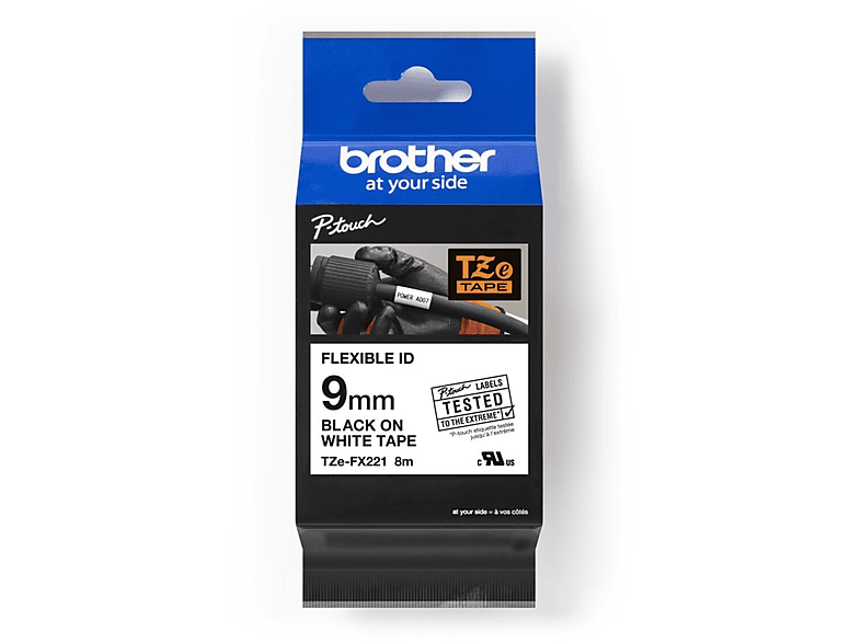 1 Schwarz Brother verfügbar (0,9 Flexitape für Weiß auf Rolle TZe x - Nicht m) cm Schriftband P-Touch FX221 - 8 - BROTHER Rolle(n) - -