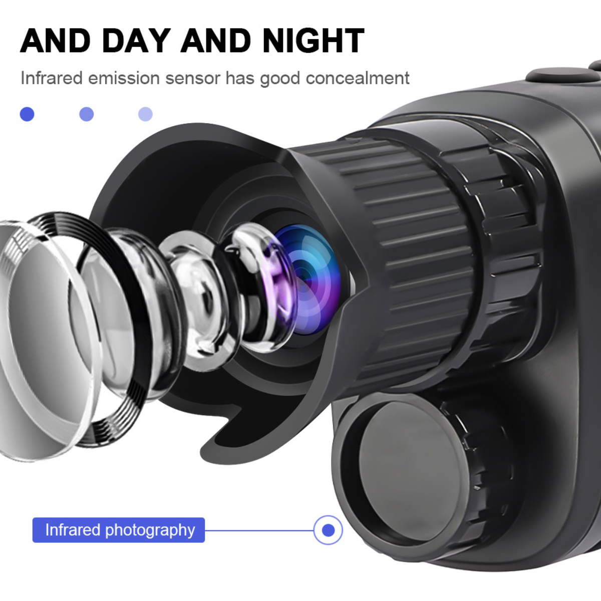BYTELIKE Monokulare Nachtsichtkamera Digitalkamera Schwarz- Ganz Nachtsichtkamera HD-Infrarot-Digital-Teleskopkamera schwarz