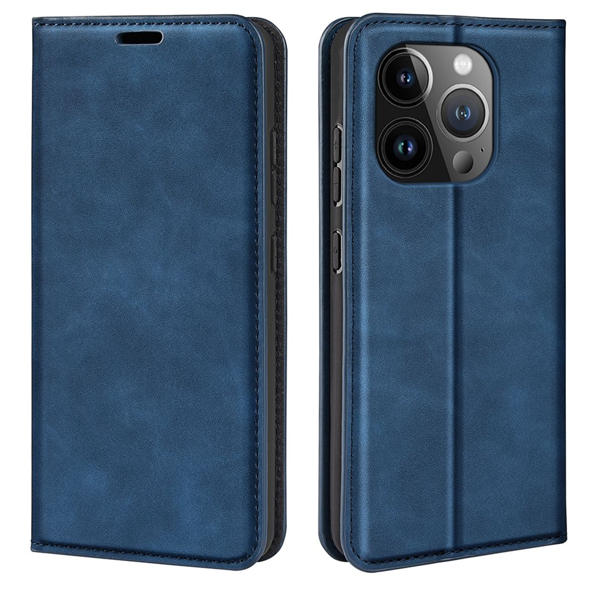 Blaues Telefoncase, geschlossen. Der Hintergrund ist weiß.