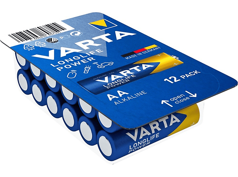 VARTA Longlife Power Mignon AA Batterie 4906 LR6 Big Box (12er) Mando distancia Batterie, AlMn, 1.5 Volt, 2.96 Ah