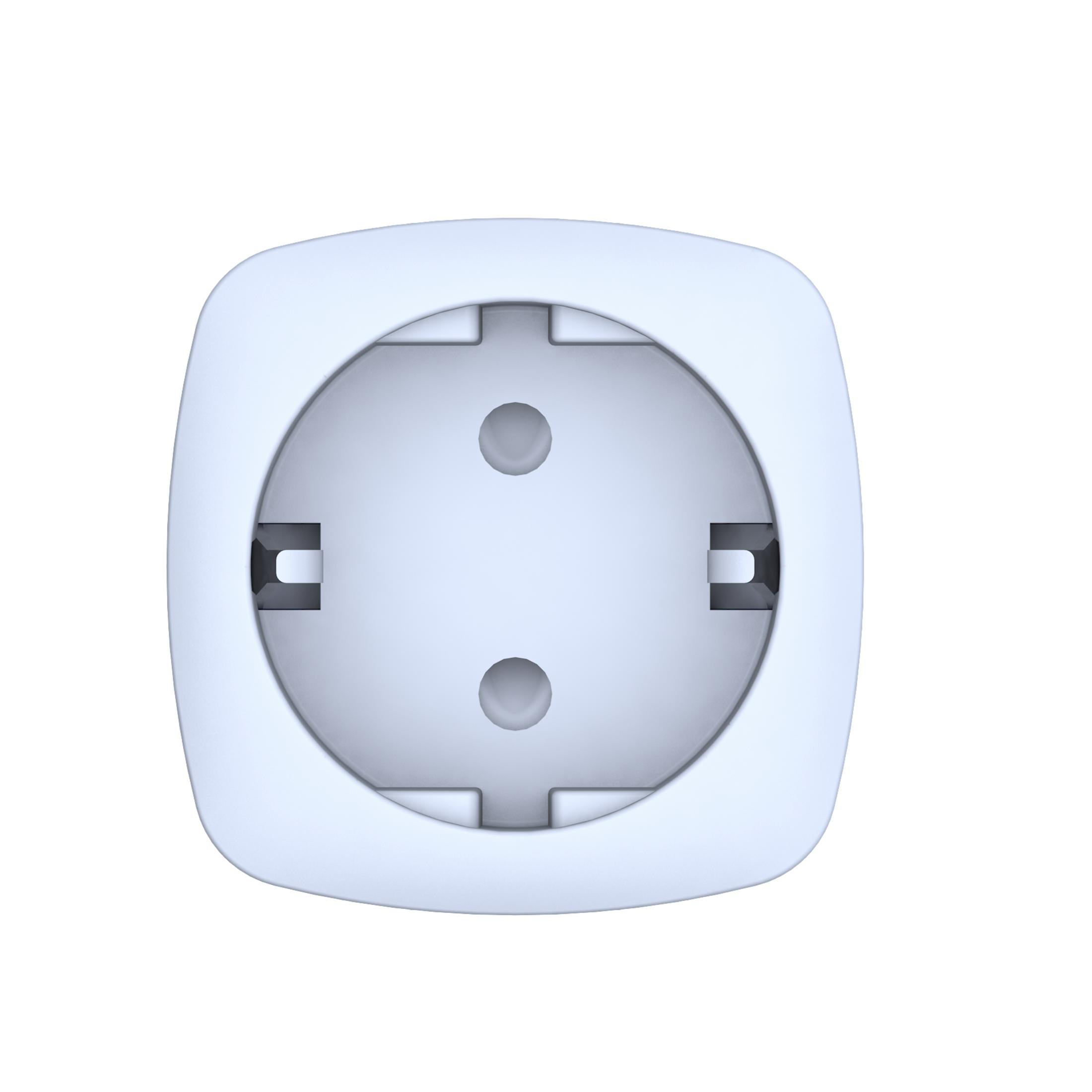 Een witte contactdoos met twee gaten.