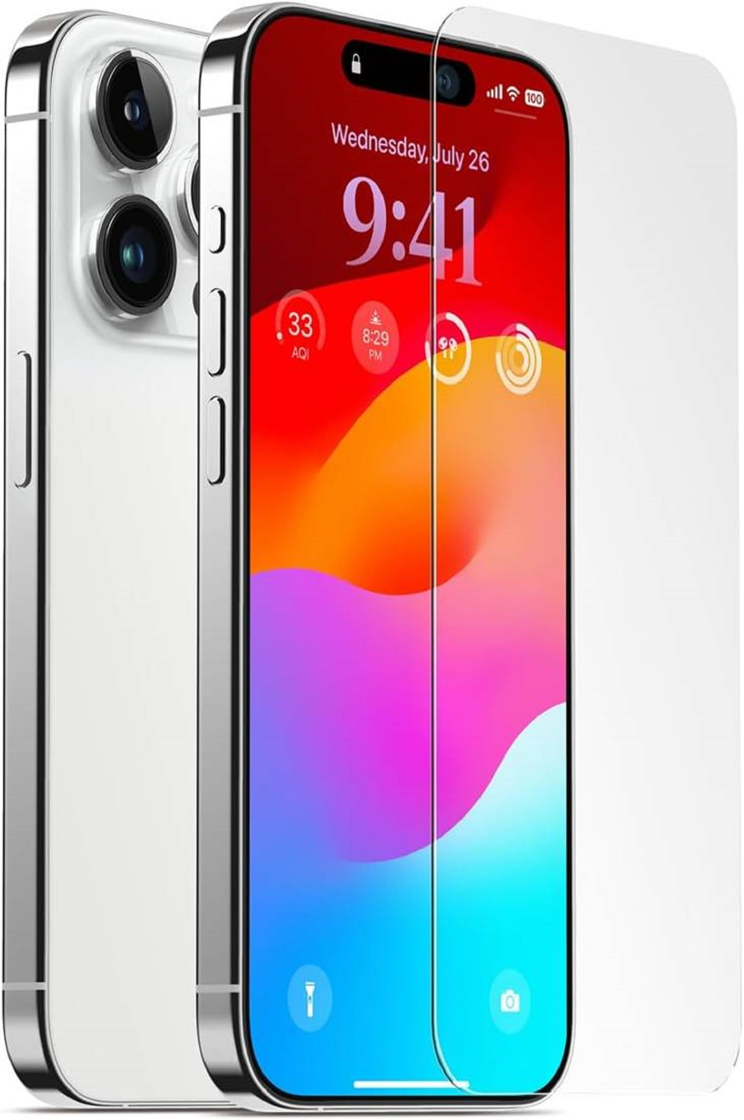 Ein Telefon mit angebrachter Displayschutzfolie.