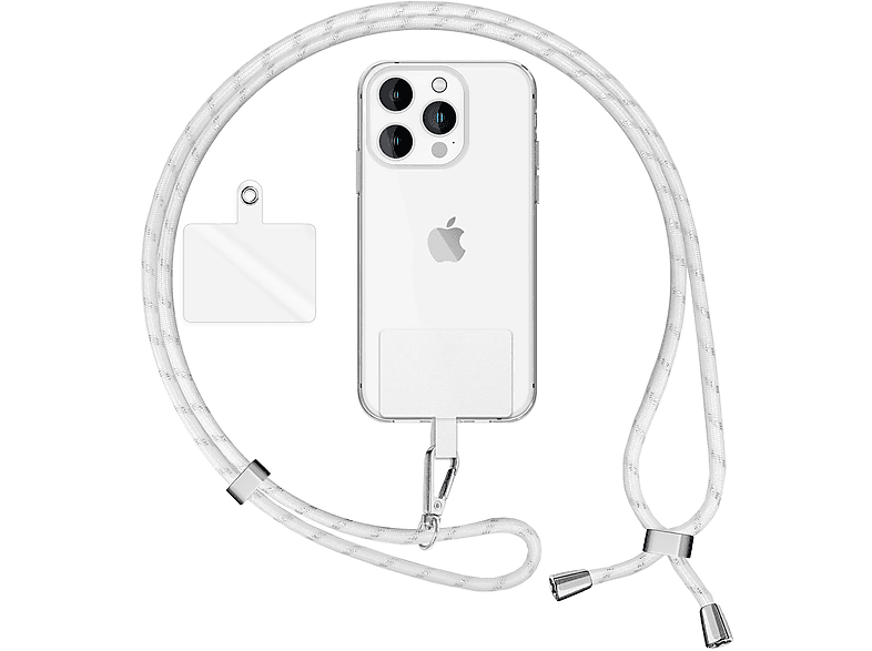 NALIA Handyband + Pad für Silber Hülle Weiß Universal, Umhängetasche, zum Universal, Umhängen