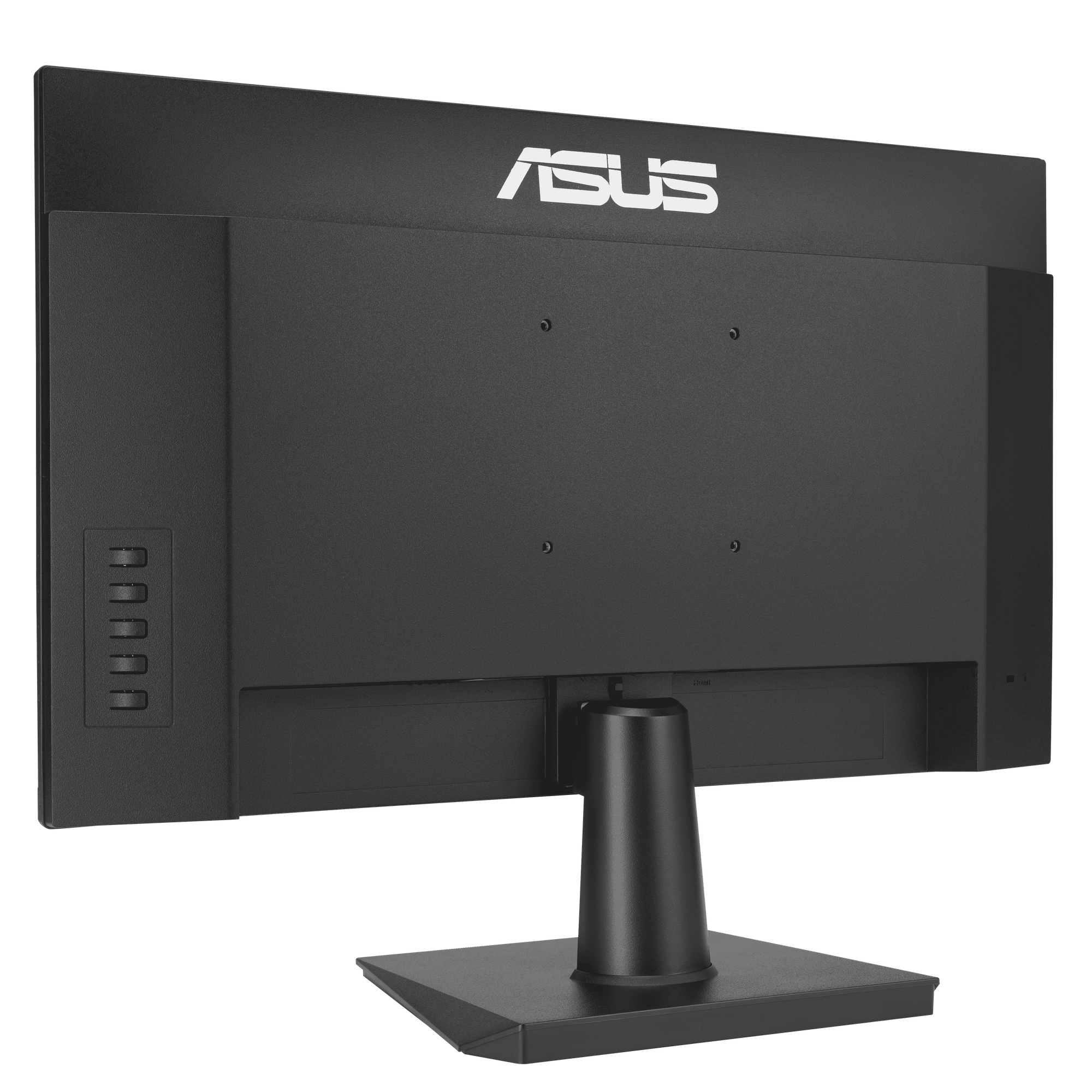 Tył czarnego monitora komputerowego. Widoczne jest logo ASUS.