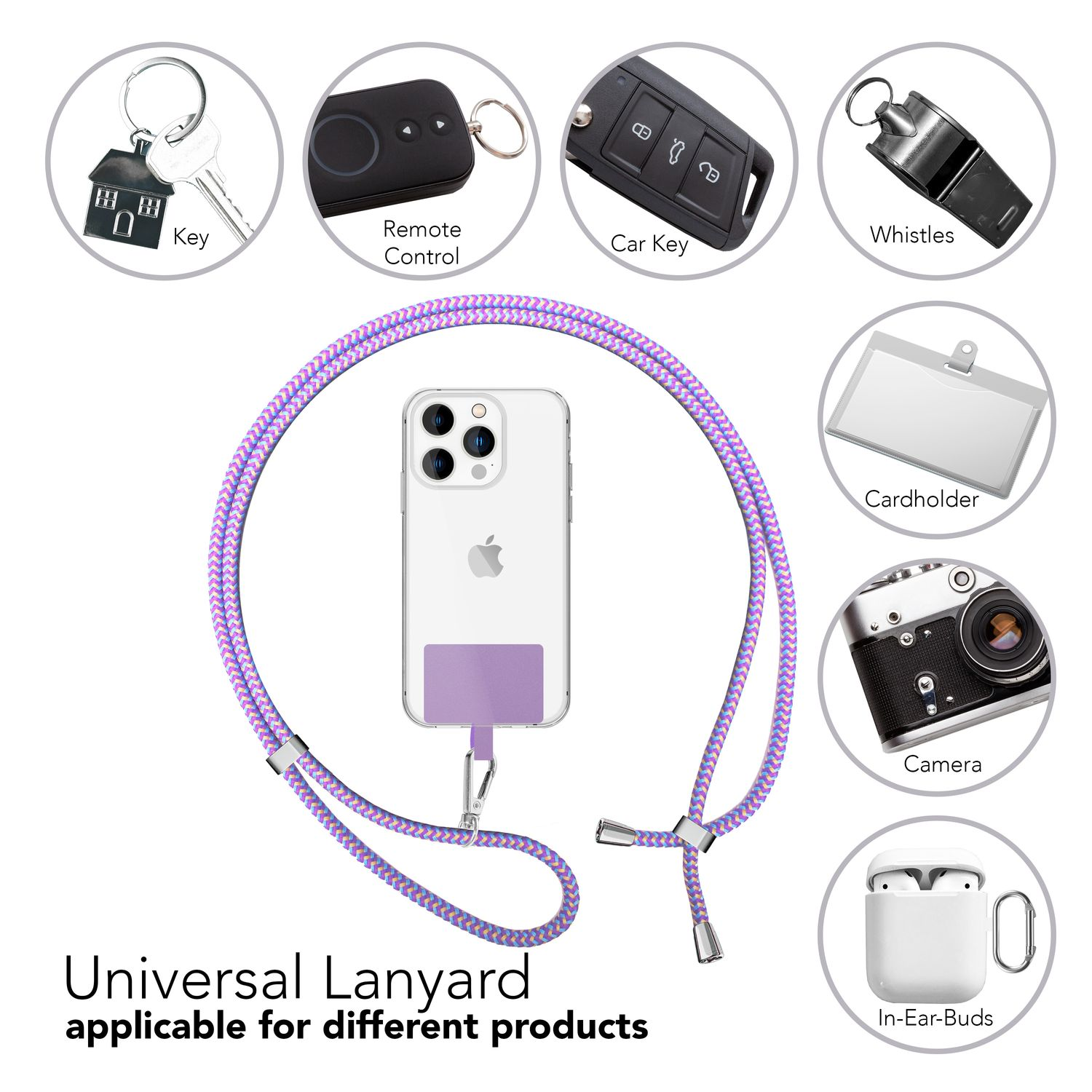NALIA Handyband + Pad für Universal, Bunt Umhängetasche, Umhängen, Hülle Lila zum Universal