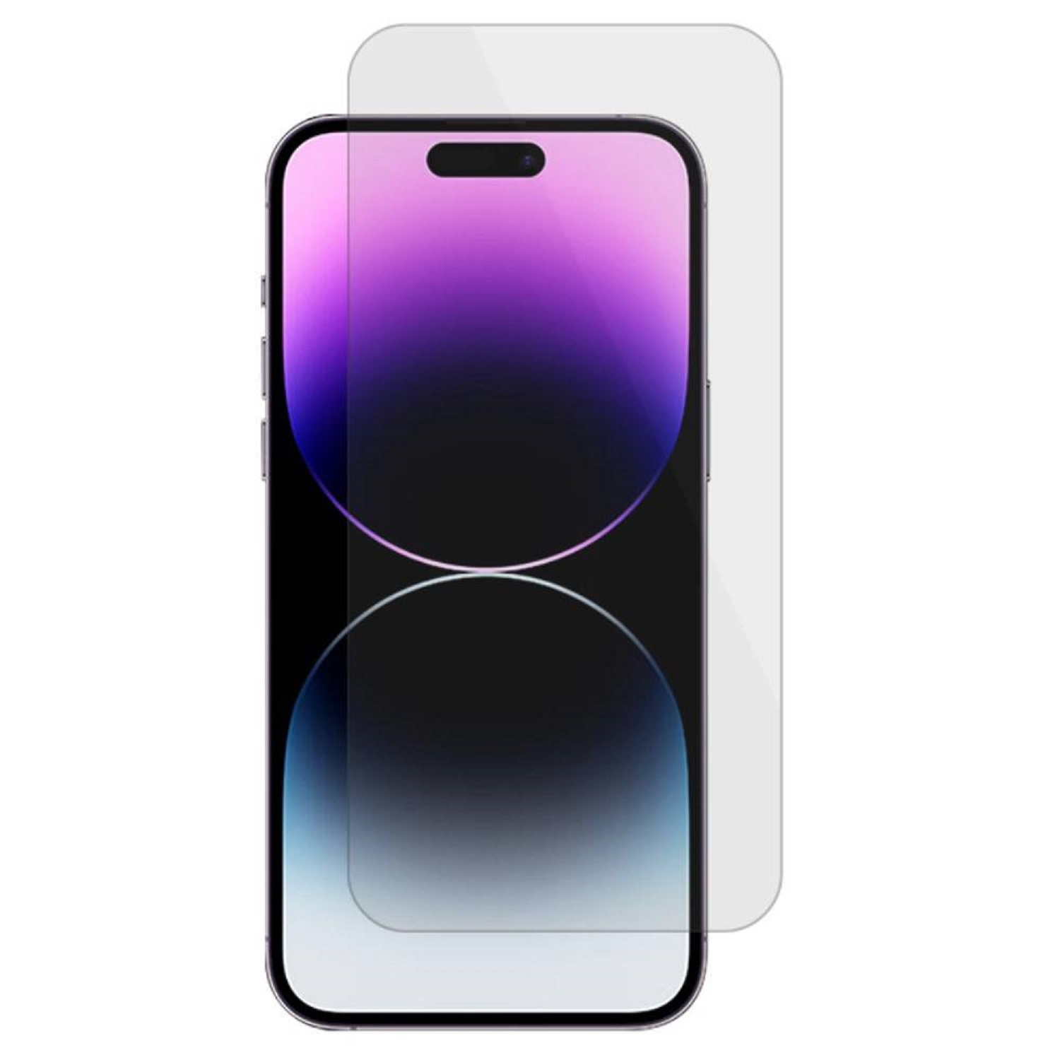 iPhone mit angebrachtem Displayschutz, zeigt die Vorderseite des Telefons.