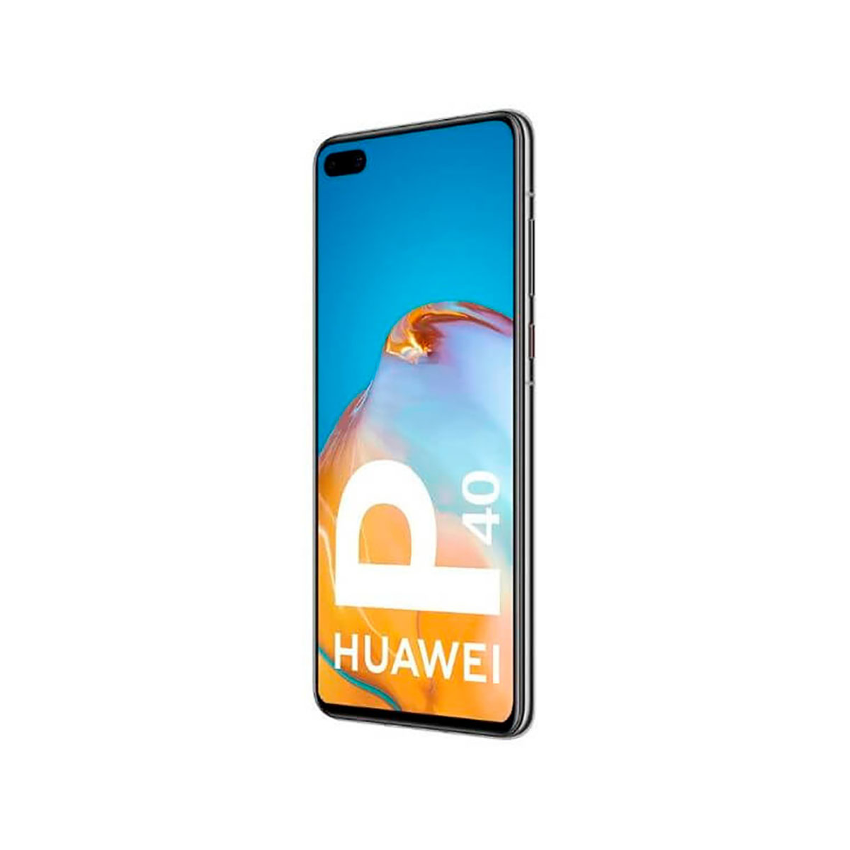 Smartfon Huawei P40, niebieski ekran, biały tekst 'P40' i logo 'HUAWEI'.