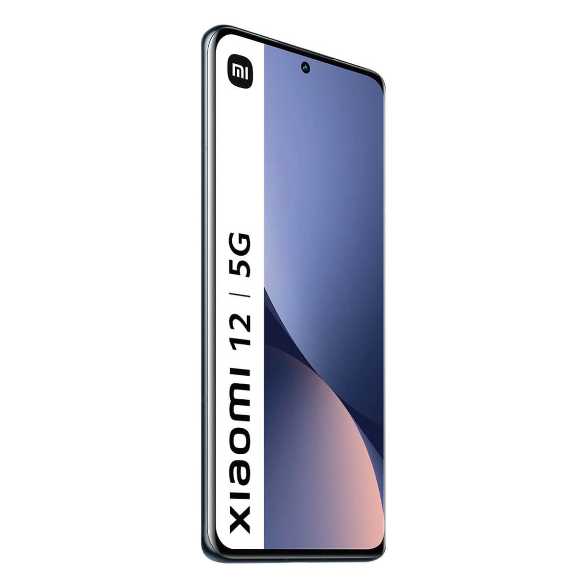 Smartfon Xiaomi 12 5G w widoku pionowym. Ekran jest włączony, z gradientem.