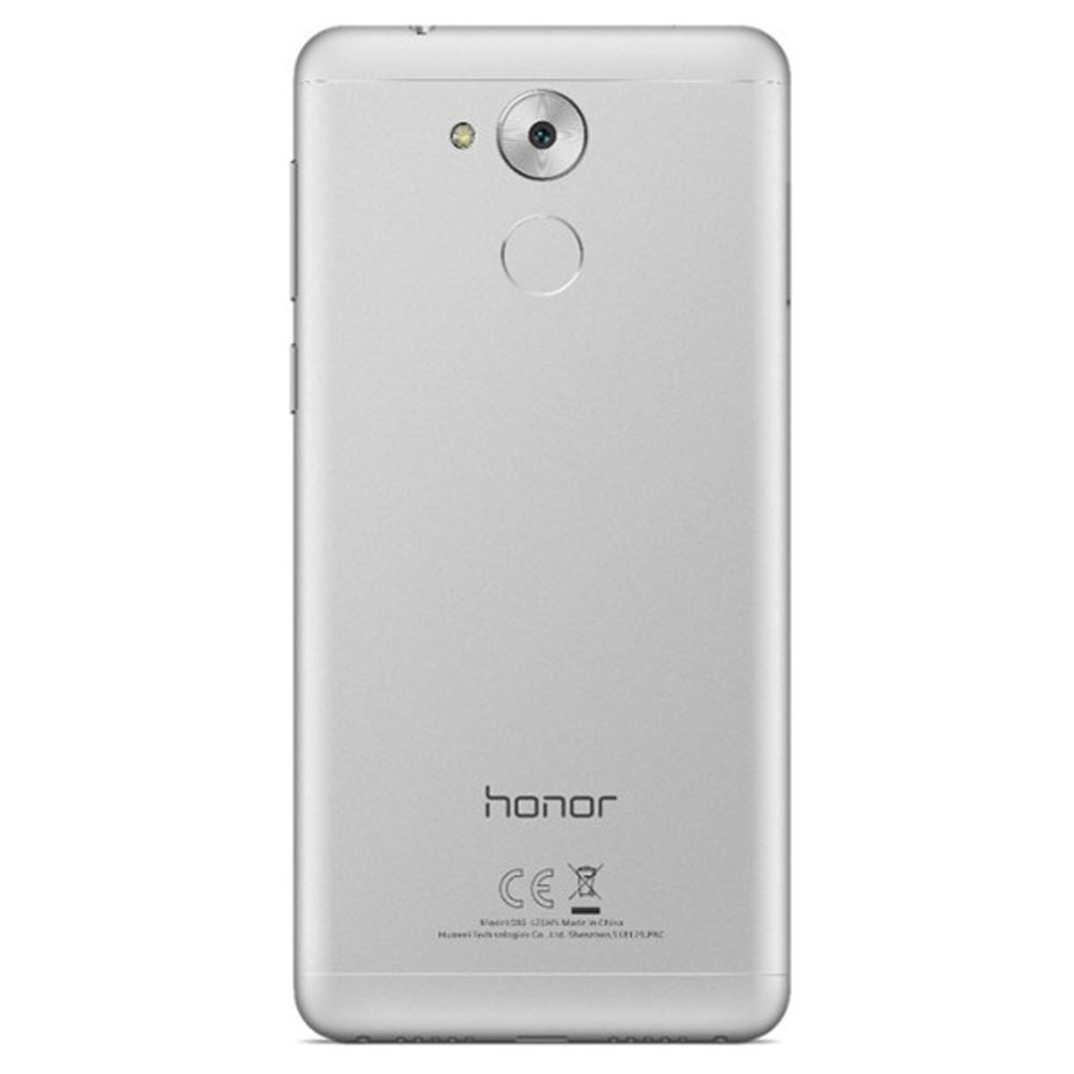 Silberne Honor-Telefonrückseite. Zeigt Kamera und Honor-Logo. Graue Oberfläche.