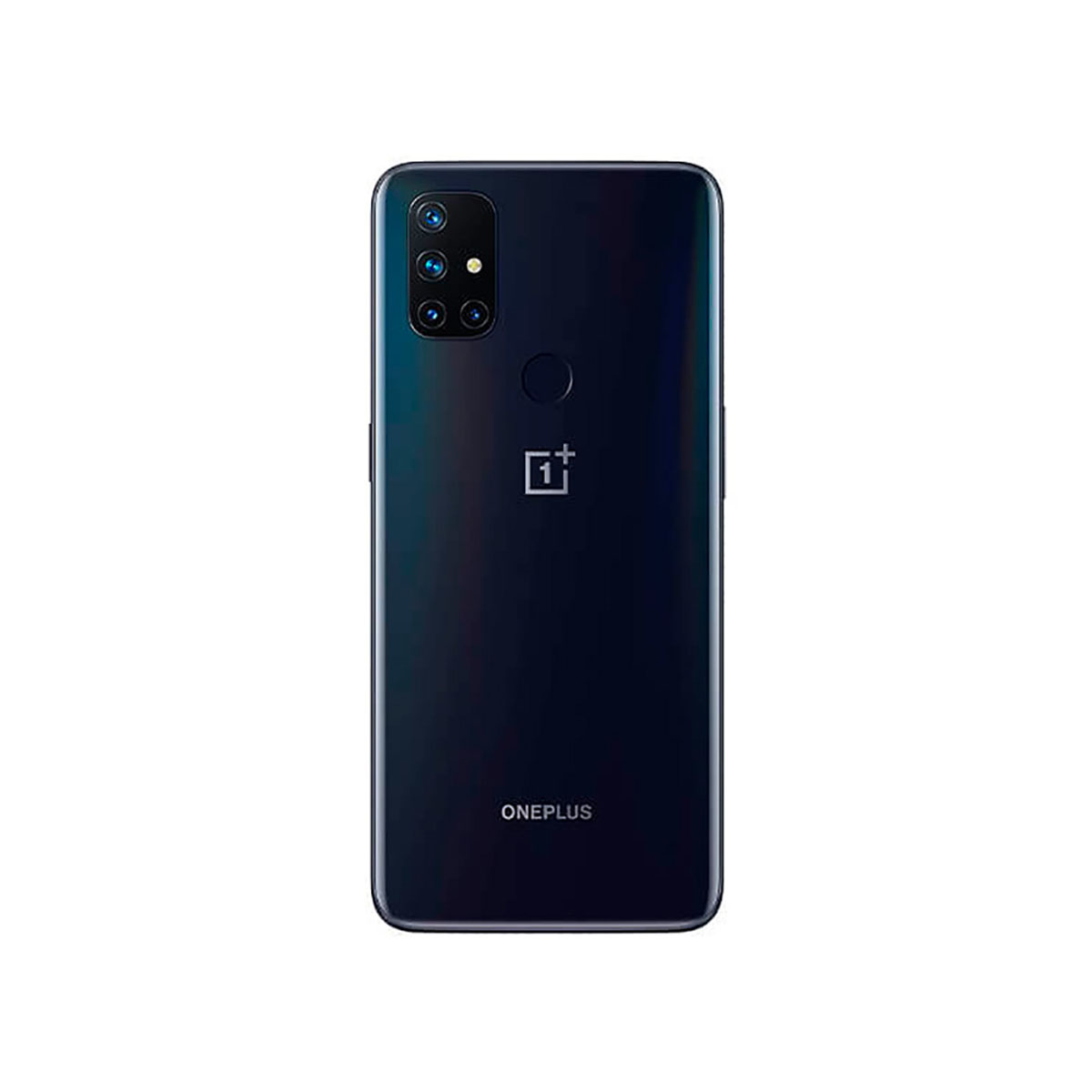 Czarny telefon OnePlus z logo OnePlus i konfiguracją czterech aparatów z tyłu.