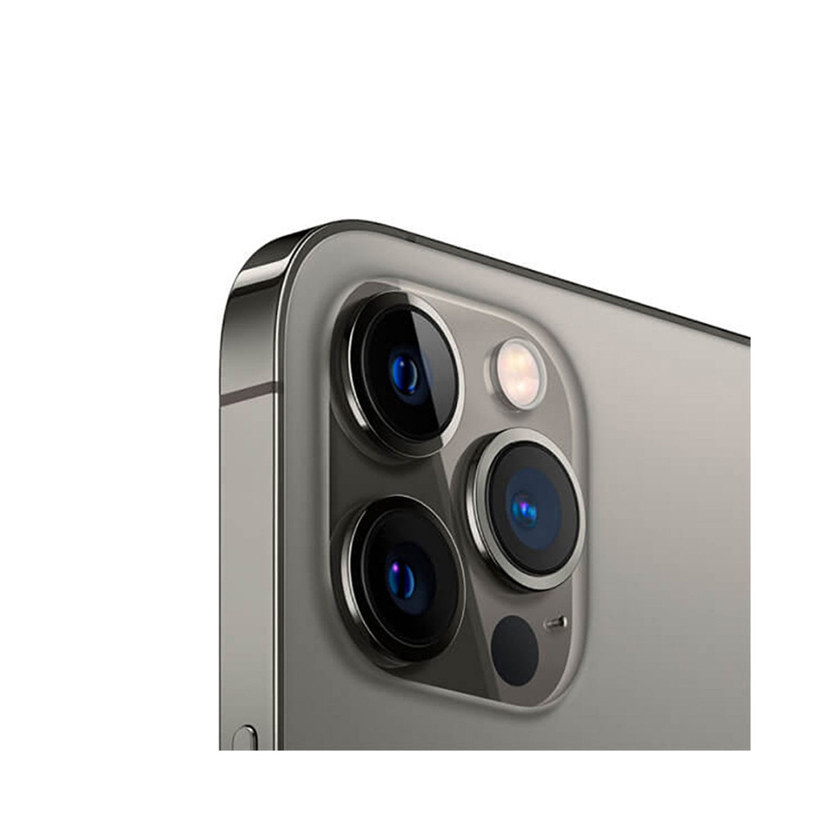 Zbliżenie modułu kamery telefonu z trzema obiektywami. Telefon jest srebrny.