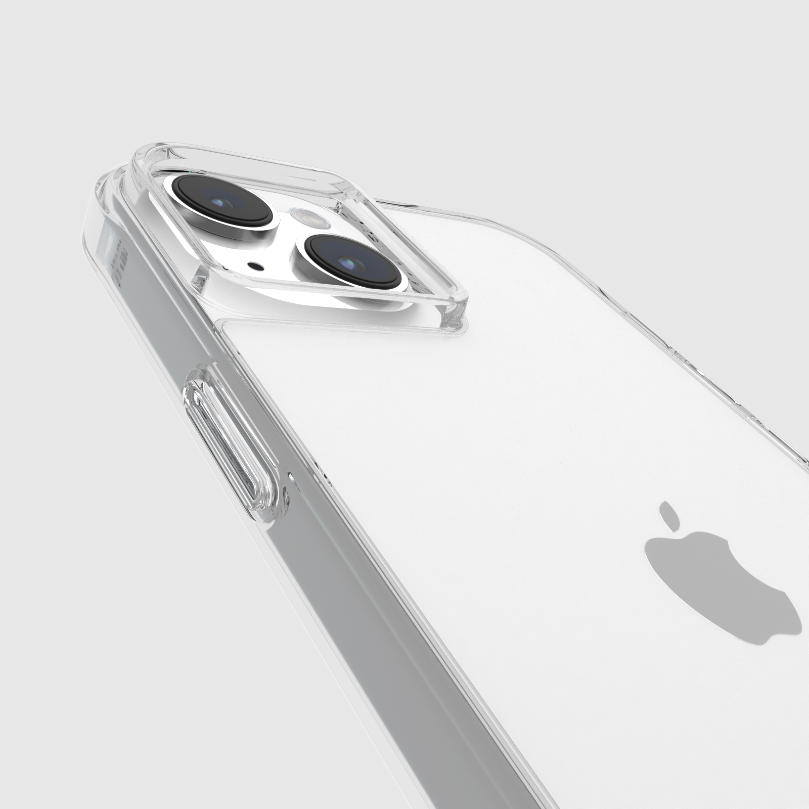 Klare iPhone-Hülle. Ausschnitte für Dual-Kamera und Apple-Logo sichtbar.