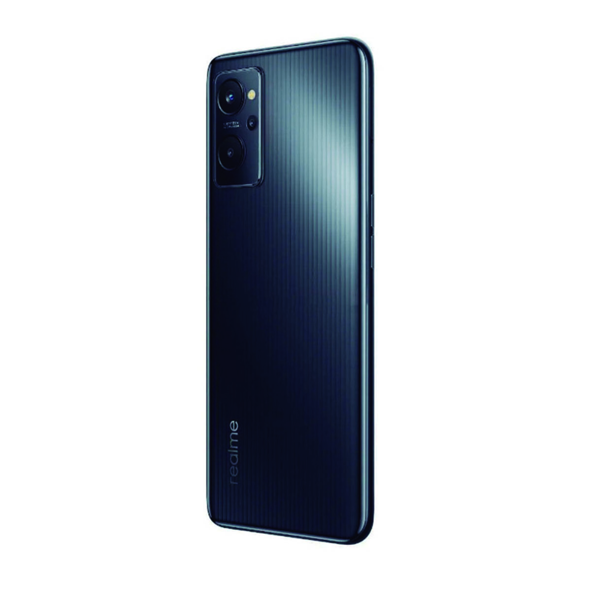 Schwarzes Smartphone mit zwei Kameras. Weißer Hintergrund.
