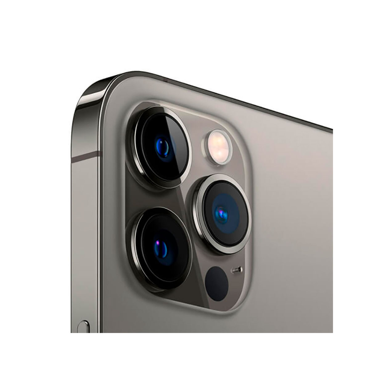 Zbliżenie modułu aparatu w smartfonie. Szary kolor. Białe tło.