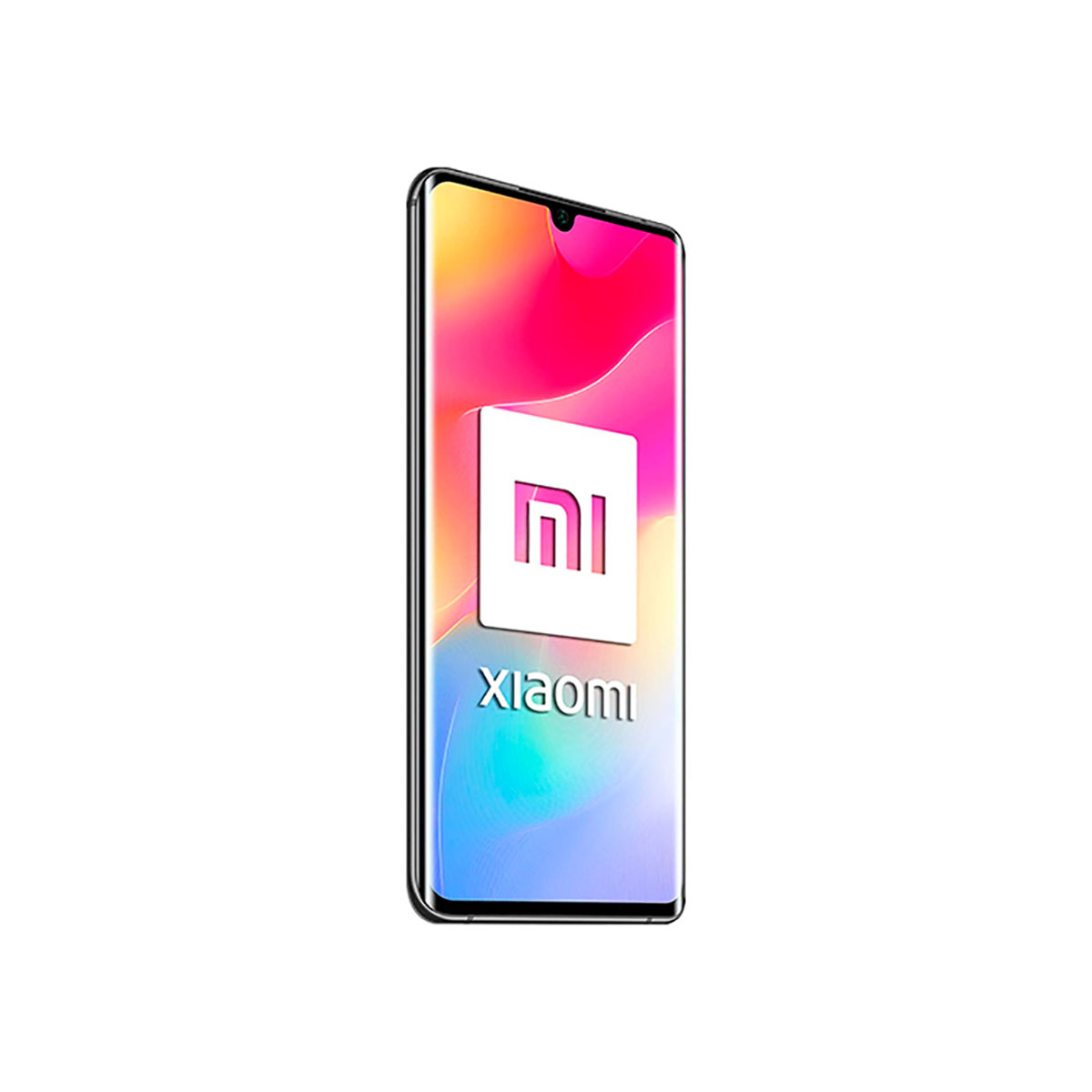 Telefon Xiaomi, ekran wyświetlający logo, widok pod kątem.