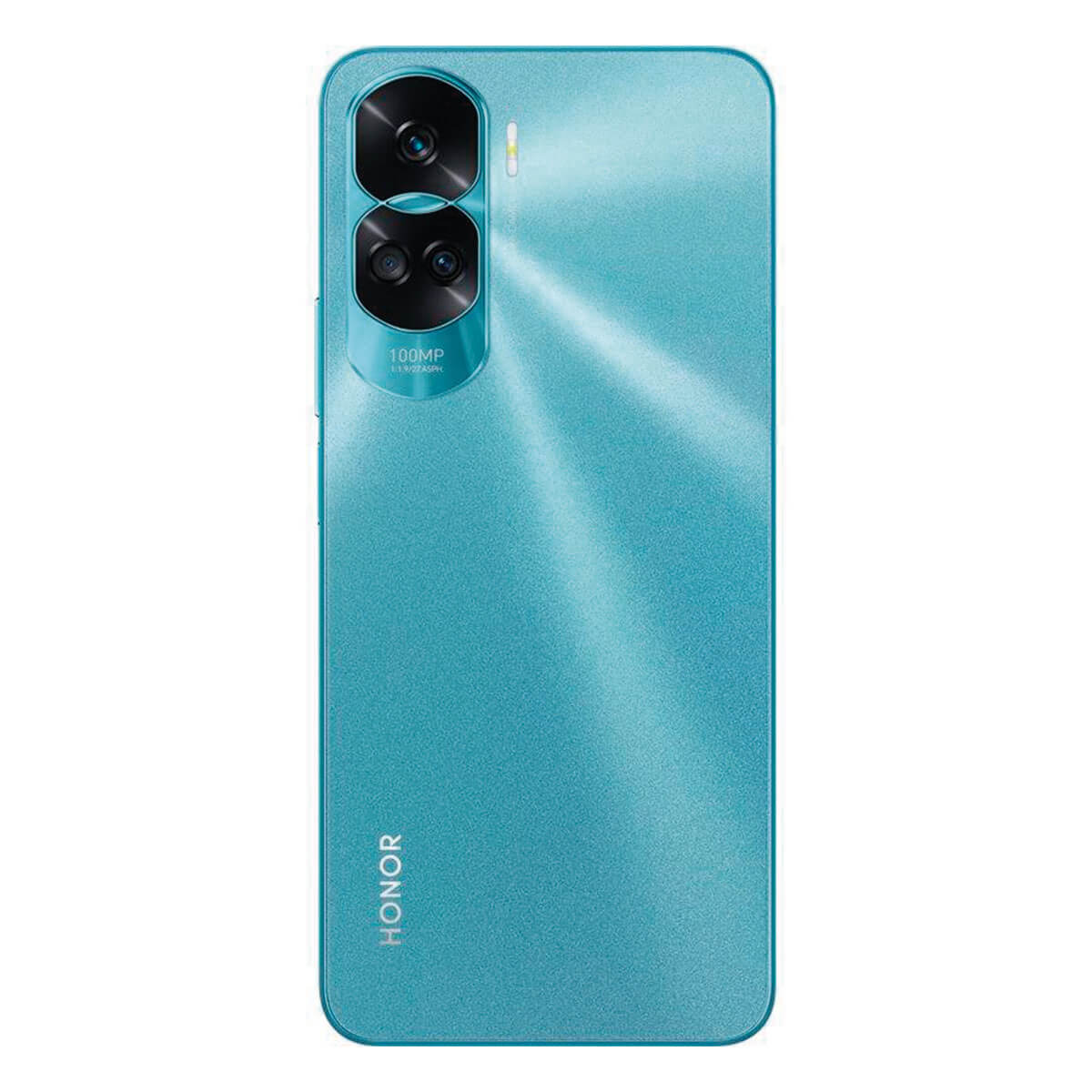 Blue smartphone back, dual cameras, HONOR logo.
