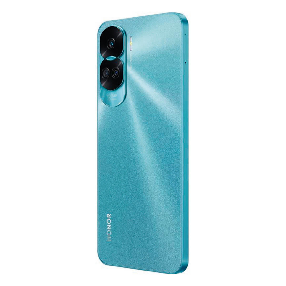 Blaues Smartphone. Honor-Markenname unten und Kameralinsen oben.