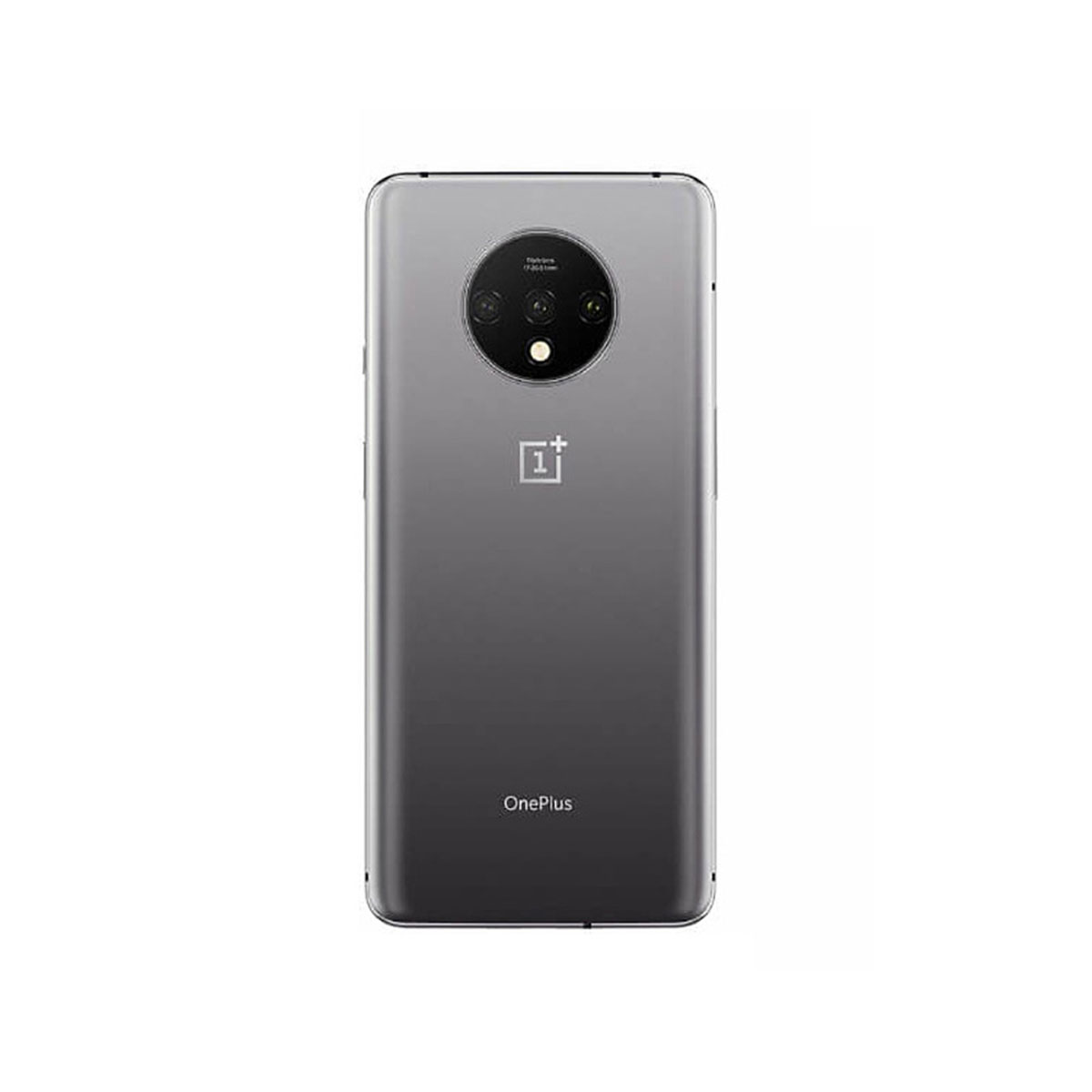 Die Rückseite eines grauen OnePlus-Telefons mit Kameramodul und OnePlus-Logo.
