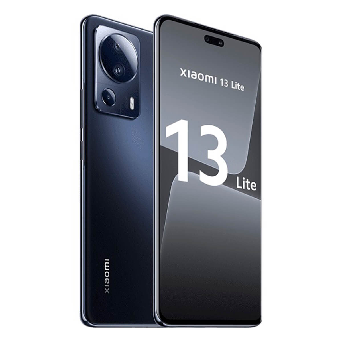 Un telefono nero, con le parole Xiaomi 13 Lite sul display, e la parte posteriore in mostra.