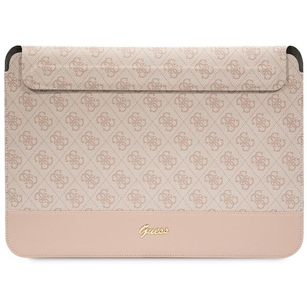 Custodia beige per laptop con motivo ripetuto e logo Guess.