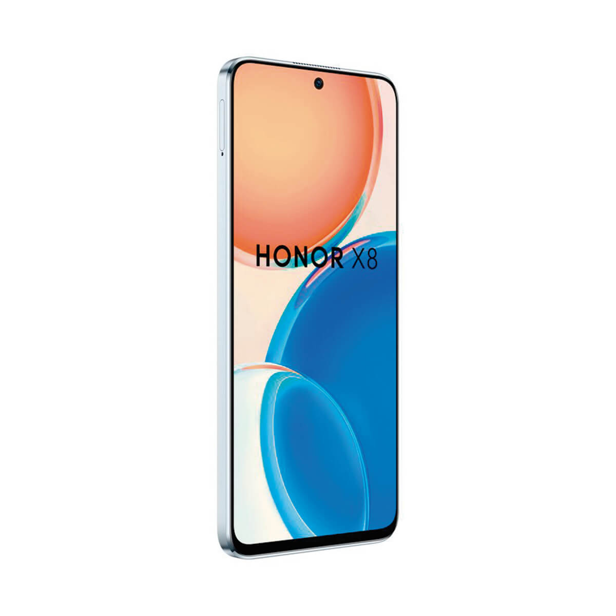 Ein Honor X8 Smartphone. Der Bildschirm zeigt ein farbenfrohes abstraktes Bild.