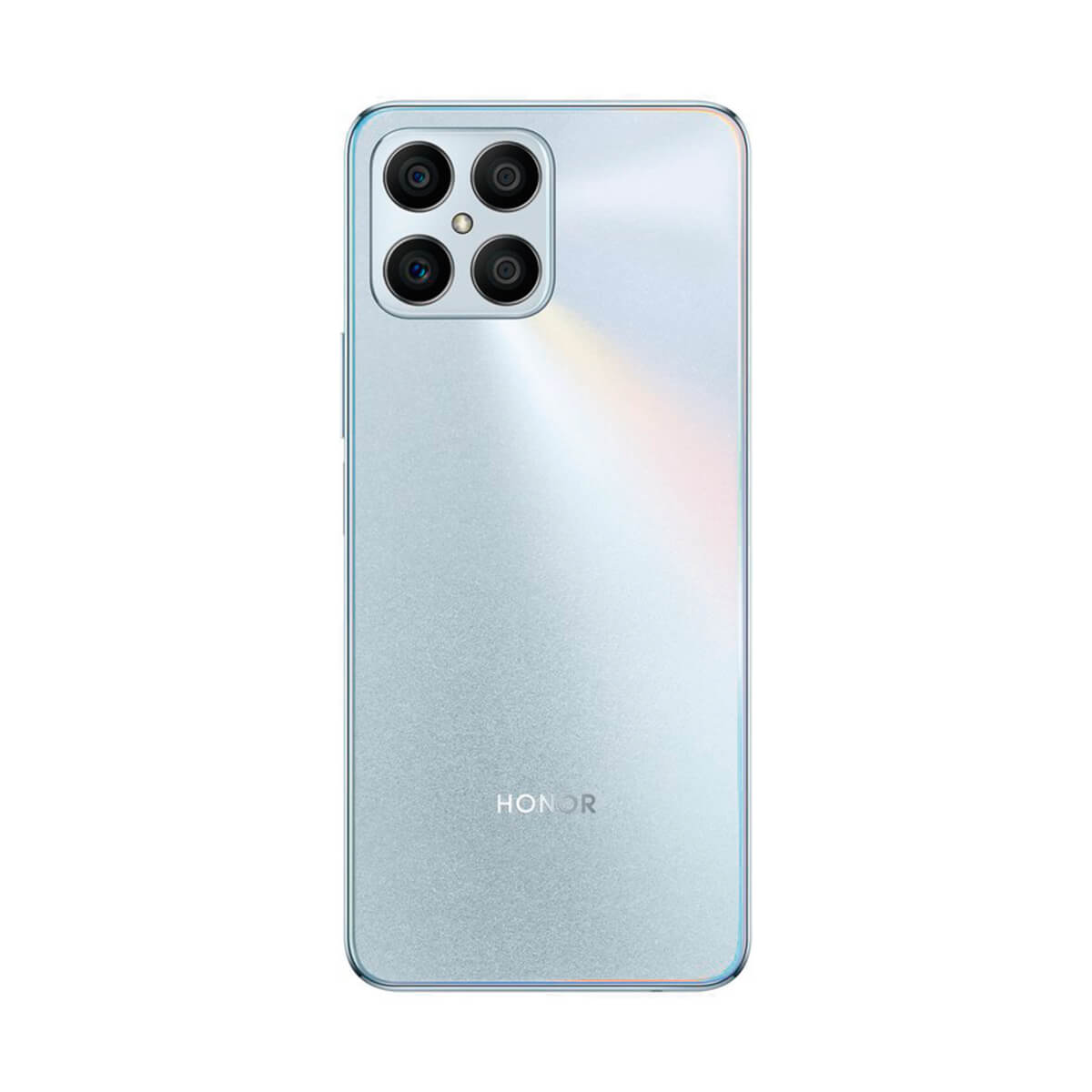 Honor-Telefon, Rückansicht, mehrere Kameralinsen, silberne Farbe.