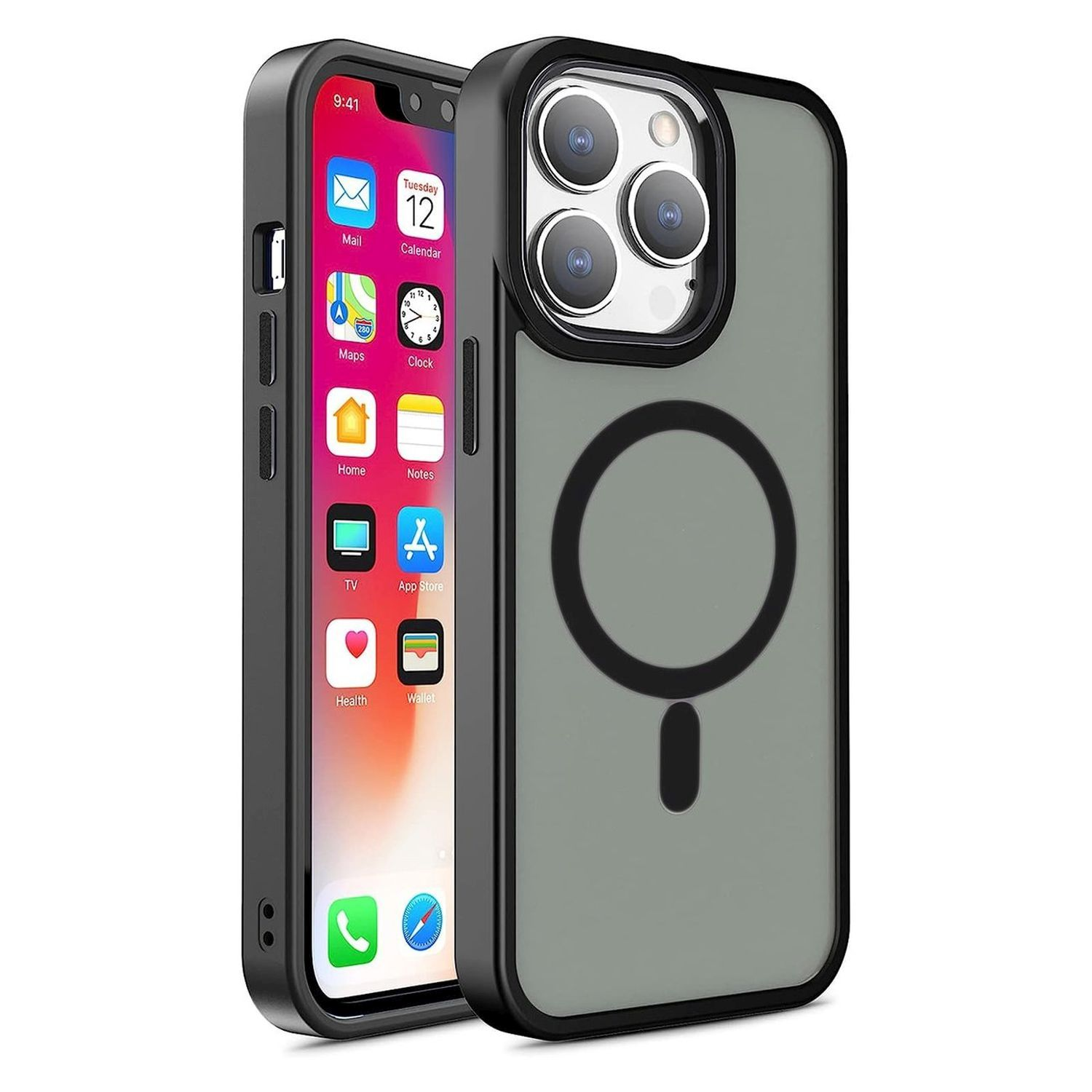 Color iPhone Backcover, Plus, Hülle, MagSafe Matte Apple, Schwarz COFI 15