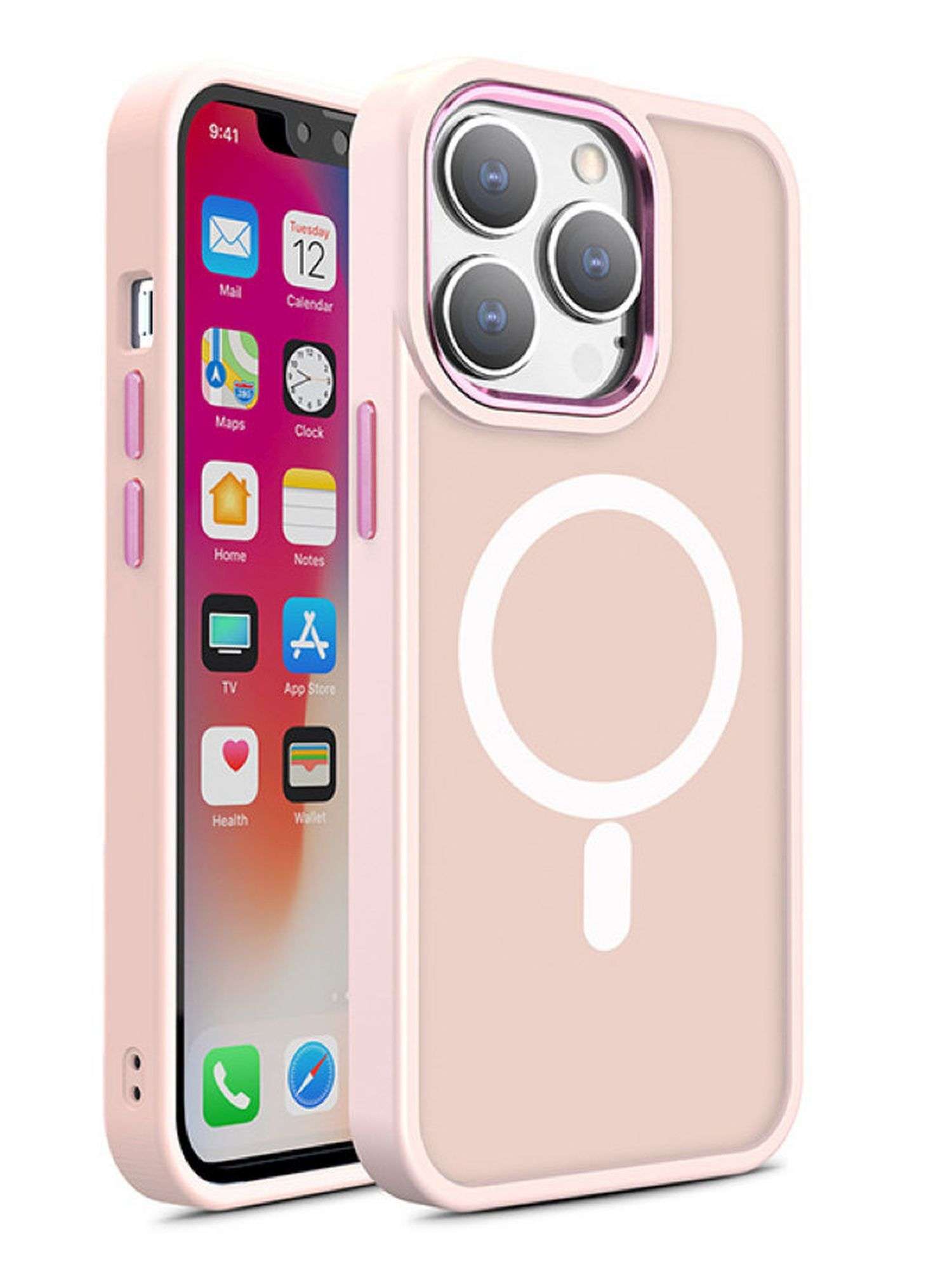 15 Backcover, Rosa MagSafe iPhone Max, Color Hülle, Pro COFI Matte Apple,