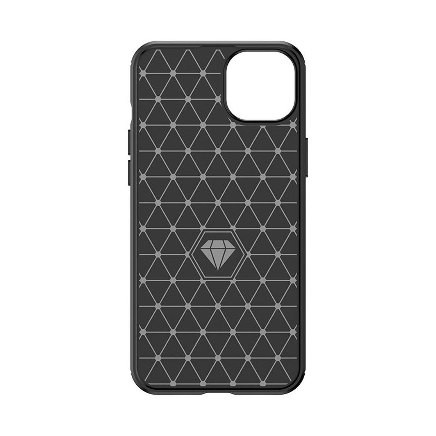 Schwarze Handyhülle mit geometrischem Muster. Mit rautenförmigem Design in der Mitte.