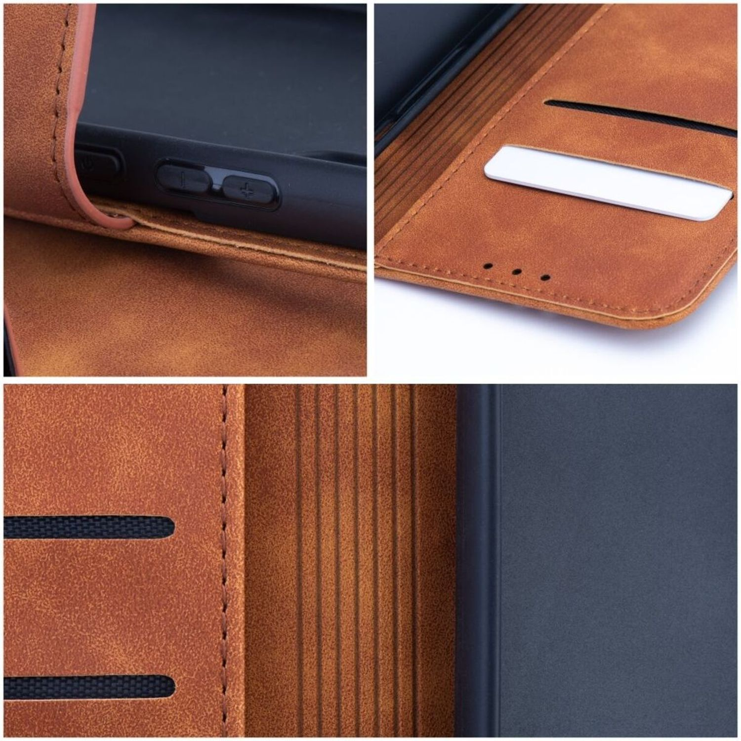 Braun COFI Bookcover, Tasche, iPhone 15 Apple, Pro, Magnet Tender