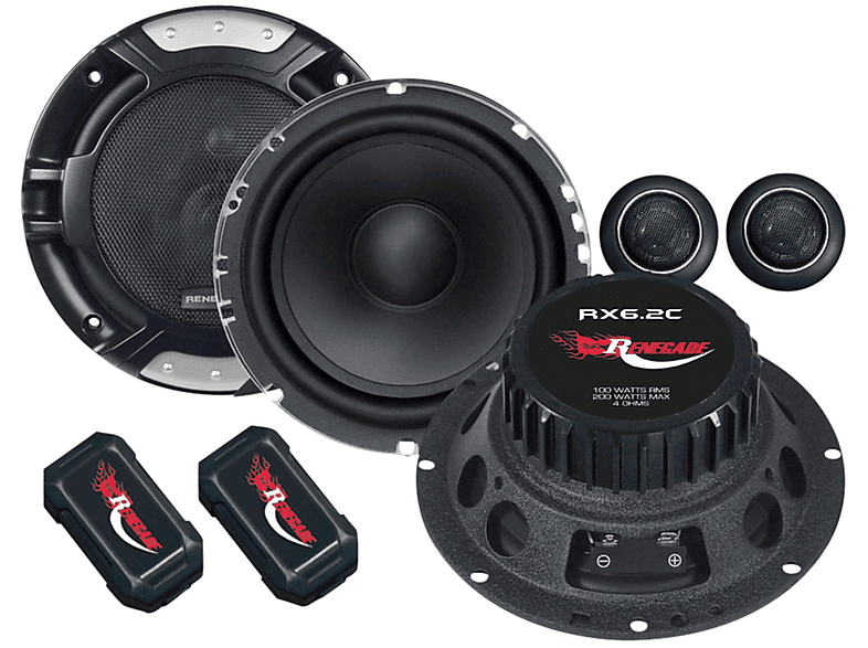 Renegade RX42 10cm Koaxial-Lautsprecher Paar – 60W RMS, 4 Ohm, 92dB – Inkl. Gitter & Kabel