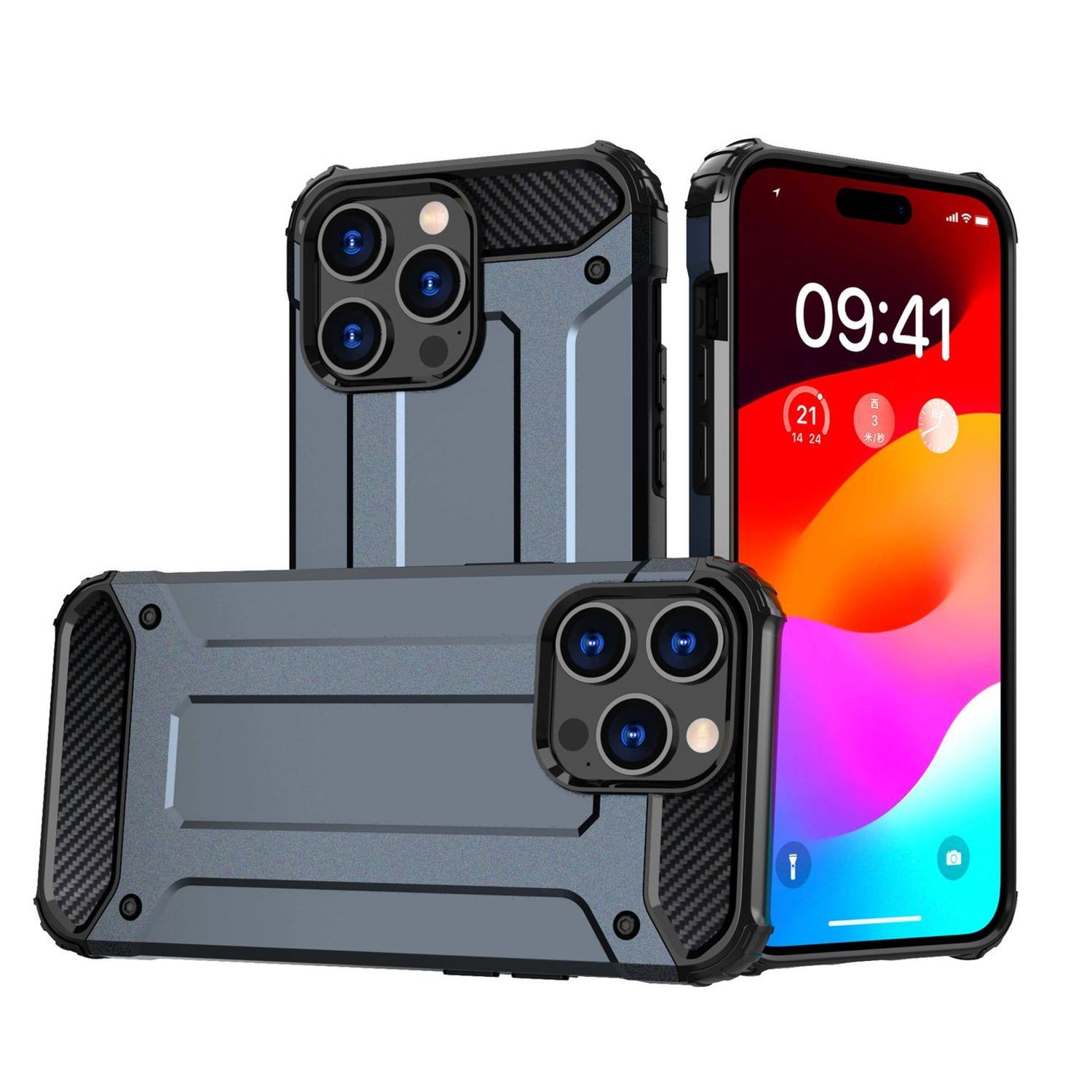 Panzerhülle, Hybrid Armor Blau Backcover, 15 COFI Apple, iPhone Pro,