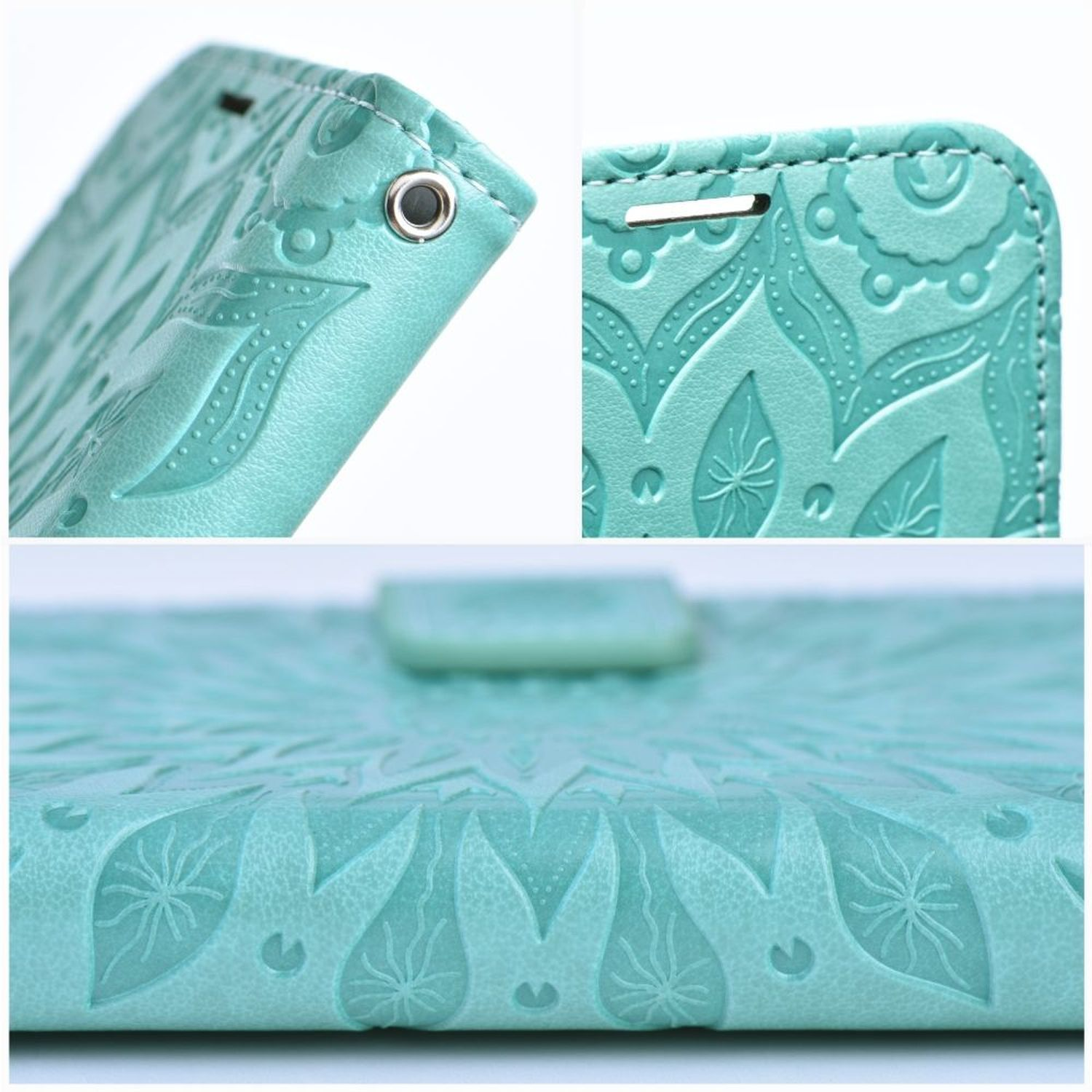 Apple, Max, Pro COFI Hülle, Mezzo Bookcover, Grün Magnet iPhone 15 Mandala