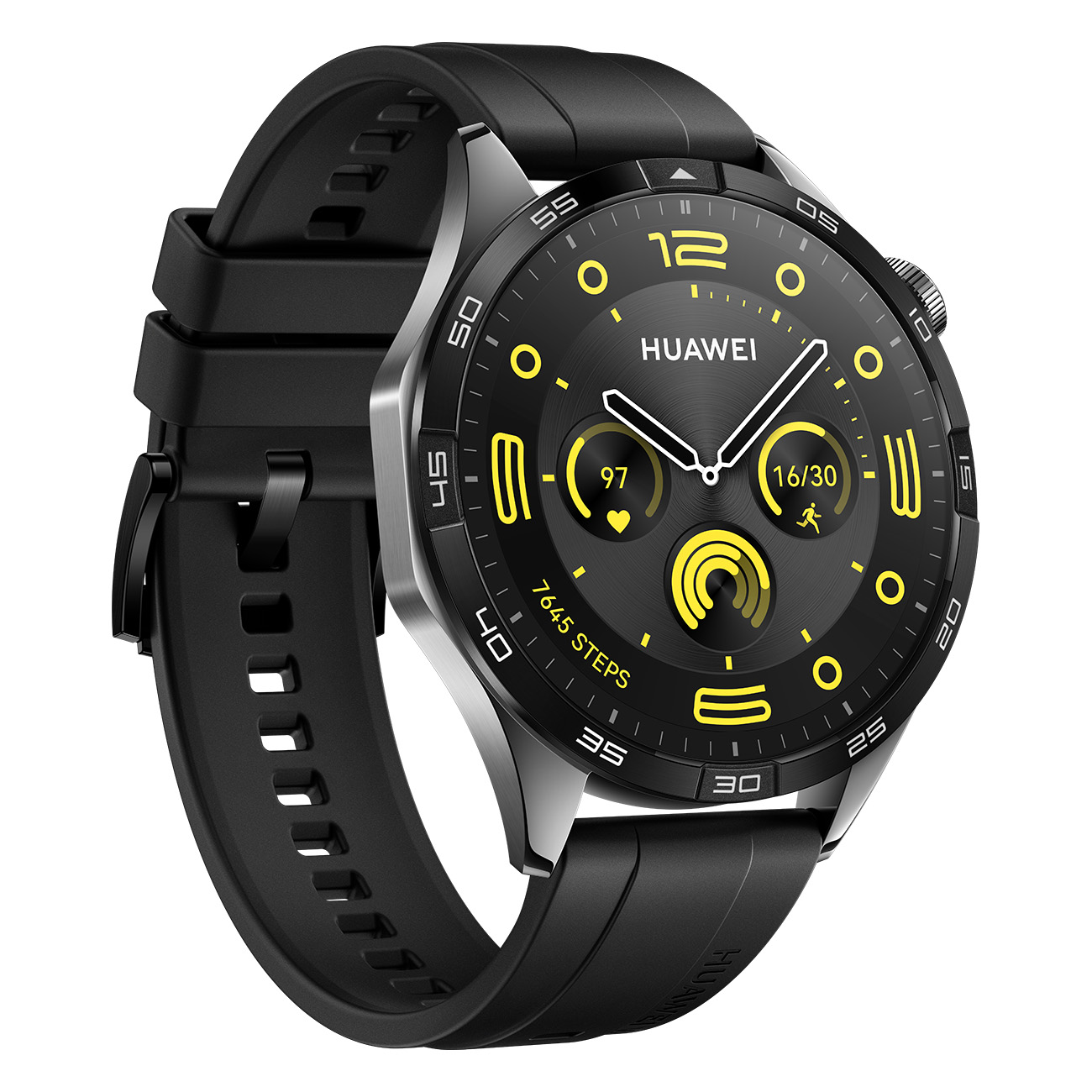 GT4 Fluoroelastomer, HUAWEI Watch schwarz Smartwatch