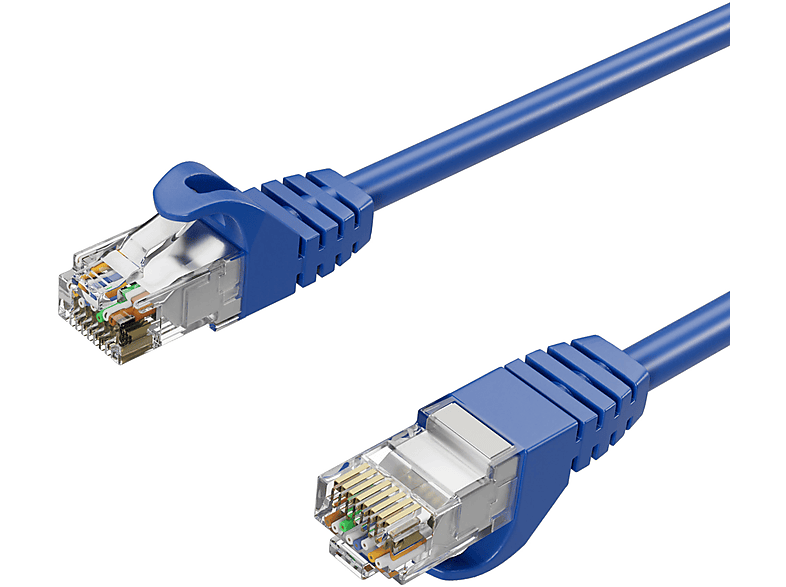 KABELBUDE Netzwerkkabel RJ45 Patchkabel, LAN-Kabel U/UTP, CAT 7 Rohkabel, bis 10 Gbit/s 0,50m Blau, Patchkabel RJ45, 0,50 m