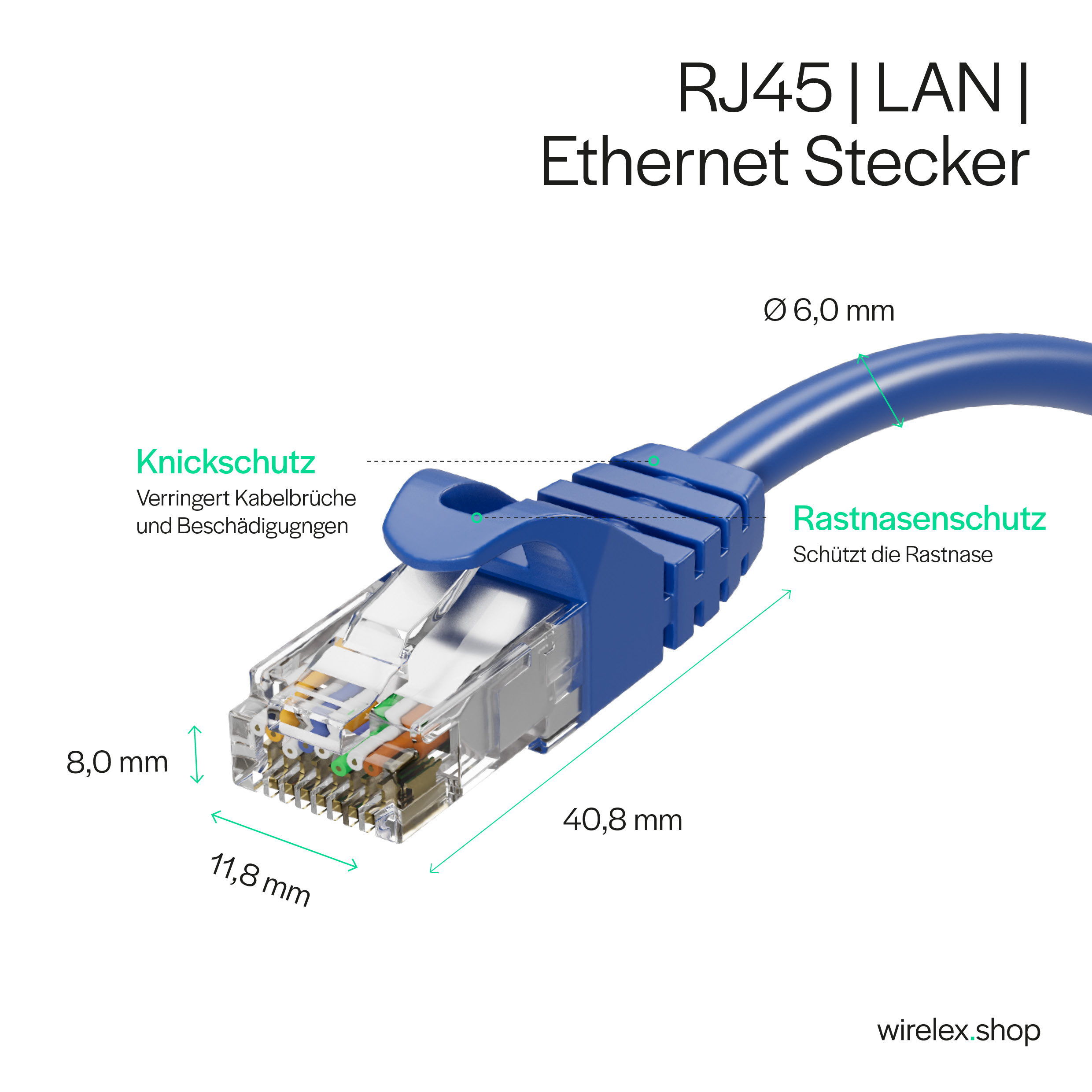 Patchkabel, 7 LAN-Kabel U/UTP, Gbit/s 10 Netzwerkkabel CAT 2,00m RJ45, Blau, bis 2 KABELBUDE Rohkabel, m Patchkabel RJ45