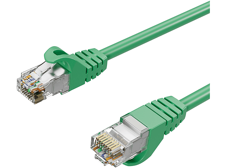 KABELBUDE Netzwerkkabel RJ45 Patchkabel, LAN-Kabel U/UTP, CAT 7 Rohkabel, bis 10 Gbit/s 1,00m Grün, Patchkabel RJ45, 1 m