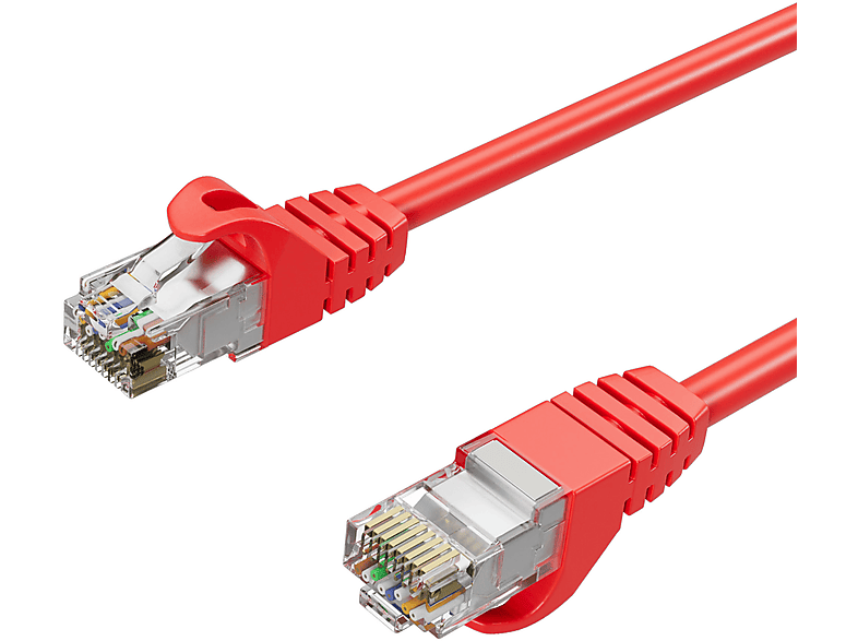 KABELBUDE Netzwerkkabel RJ45 Patchkabel, LAN-Kabel bis RJ45, Patchkabel 7 Gbit/s 0,50 m Rohkabel, CAT U/UTP, 10 0,50m Rot
