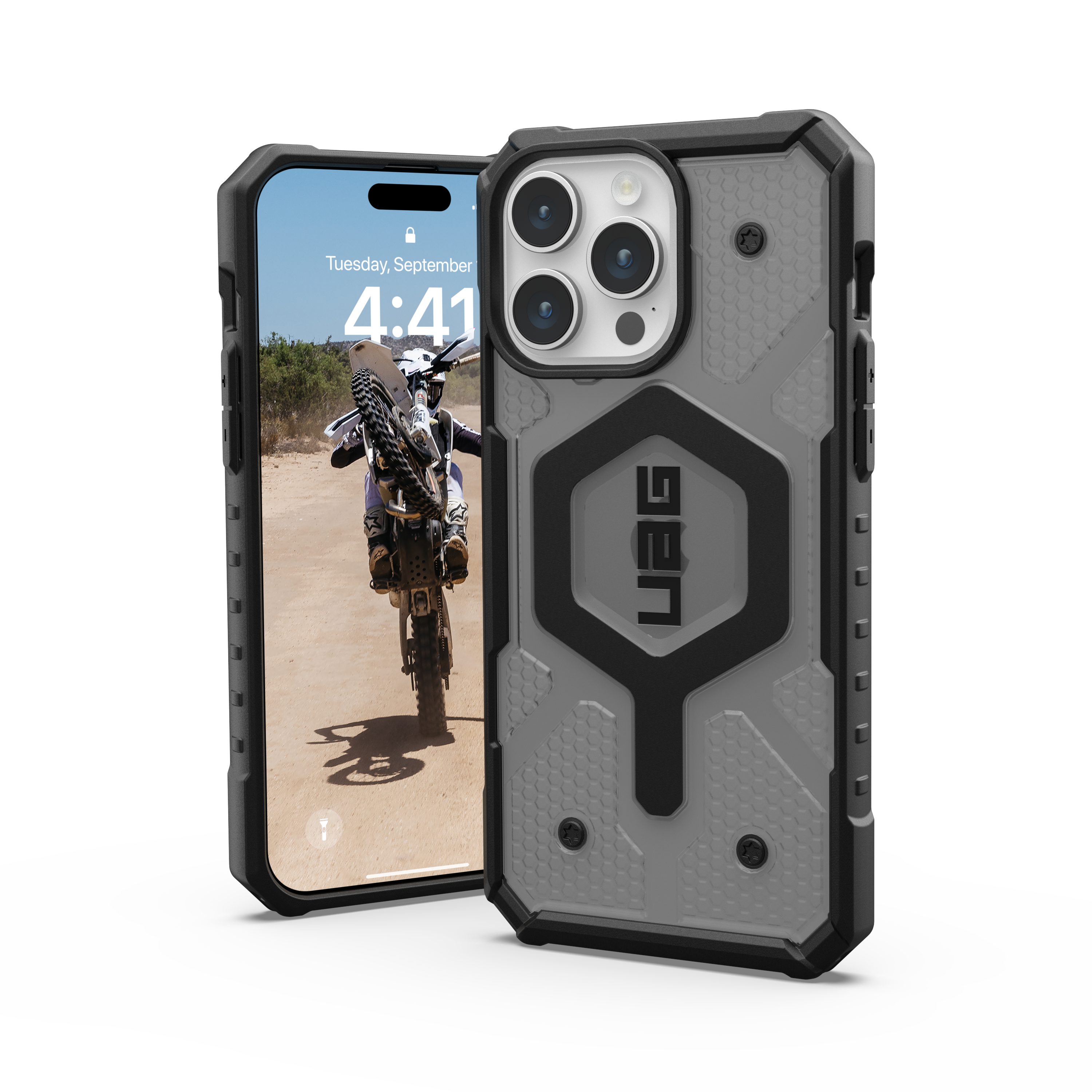 URBAN ARMOR GEAR Pathfinder Max, MagSafe, 15 Pro iPhone transparent) Apple, Backcover, ash (grau