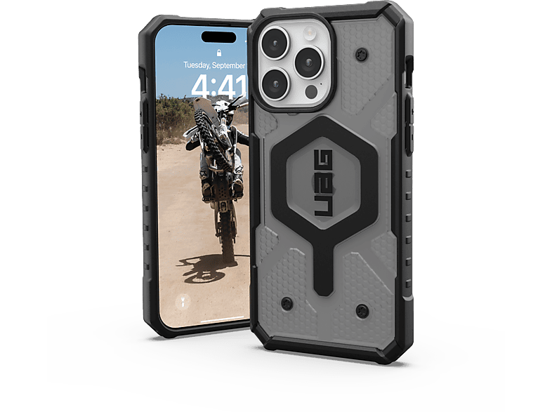 URBAN ARMOR GEAR Pathfinder MagSafe, Backcover, Apple, iPhone 15 Pro Max, ash (grau transparent)