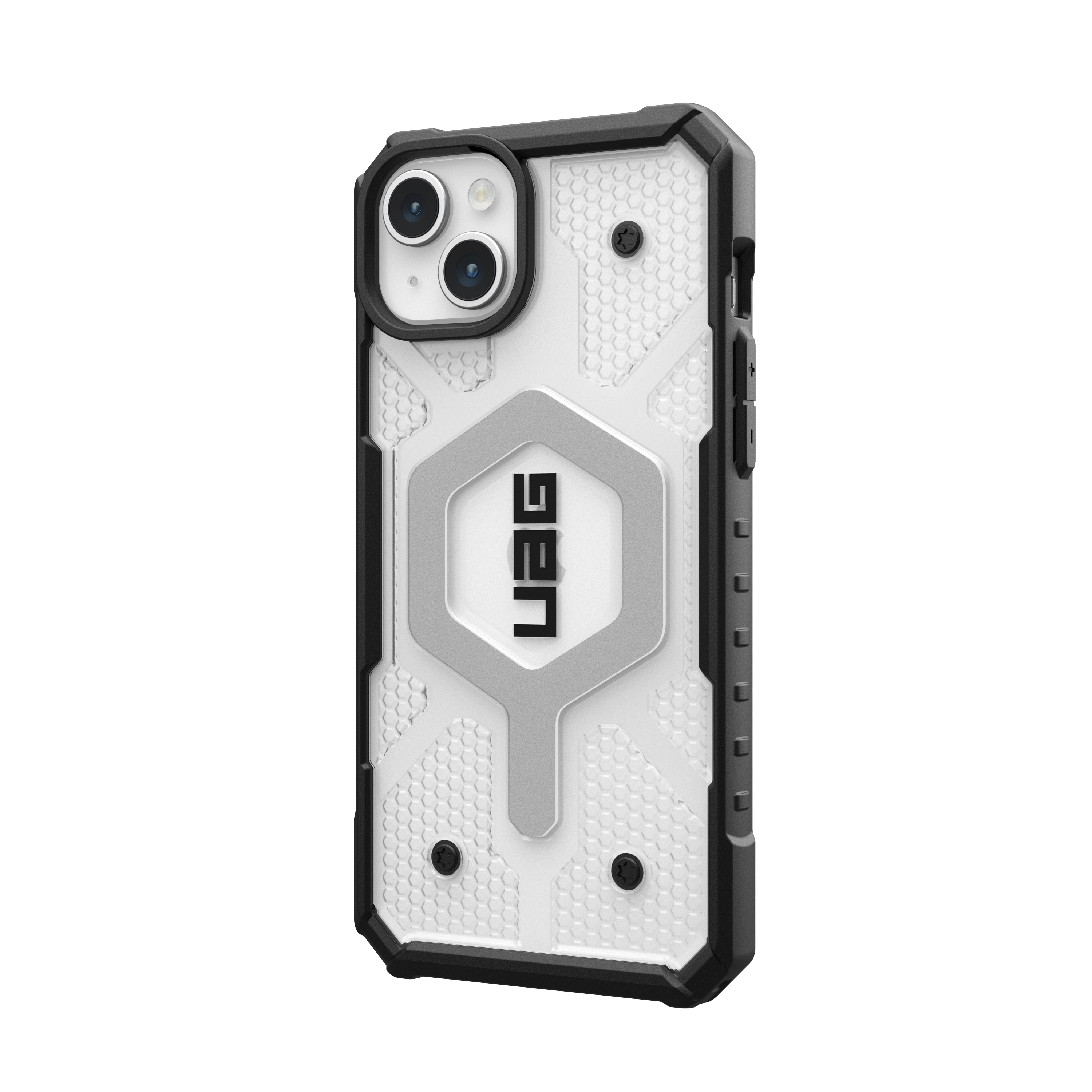 Eine Schutzhülle auf schwarzem Hintergrund mit UAG-Logo.