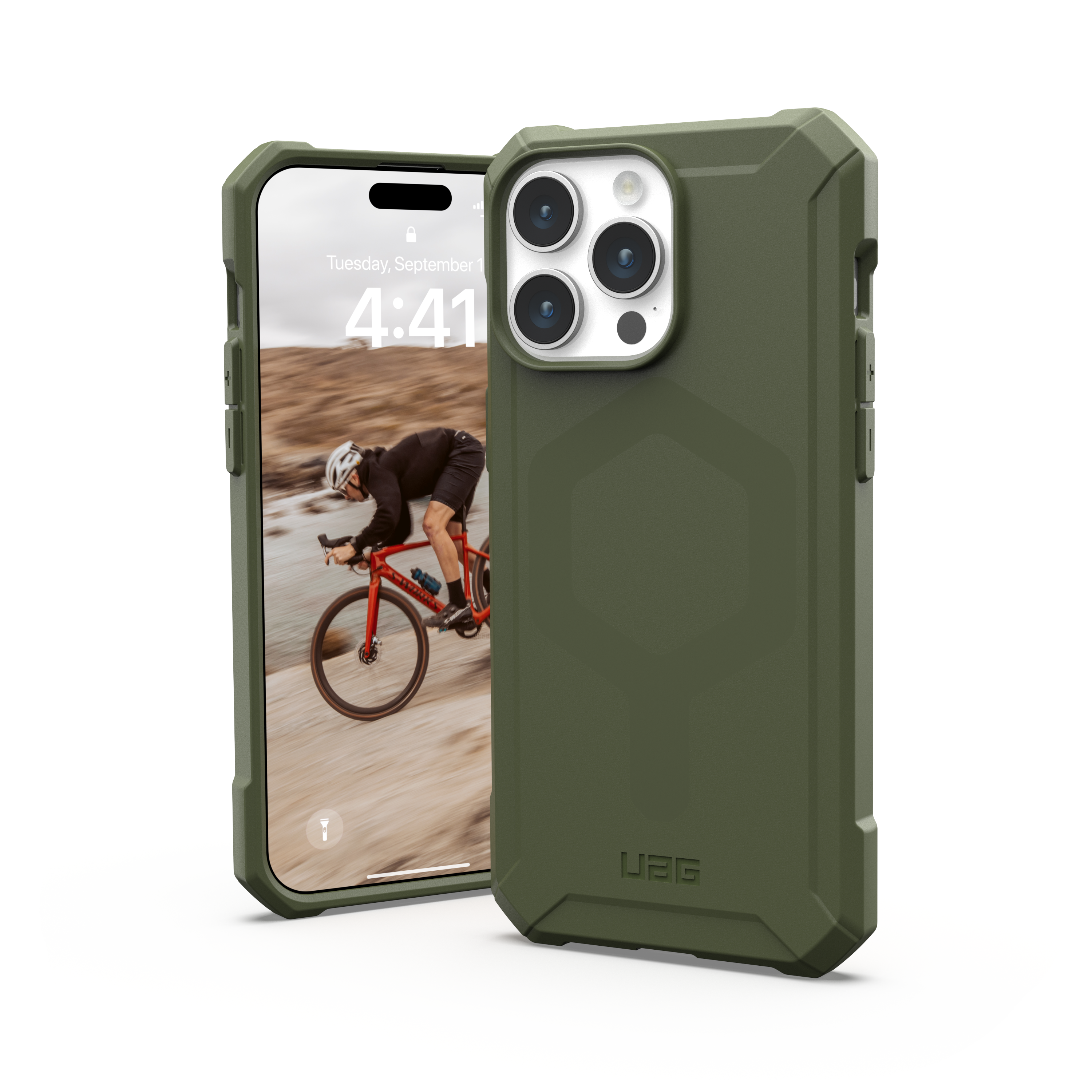 URBAN ARMOR GEAR Essential 15 olive Pro Max, Apple, drab MagSafe, Backcover, iPhone