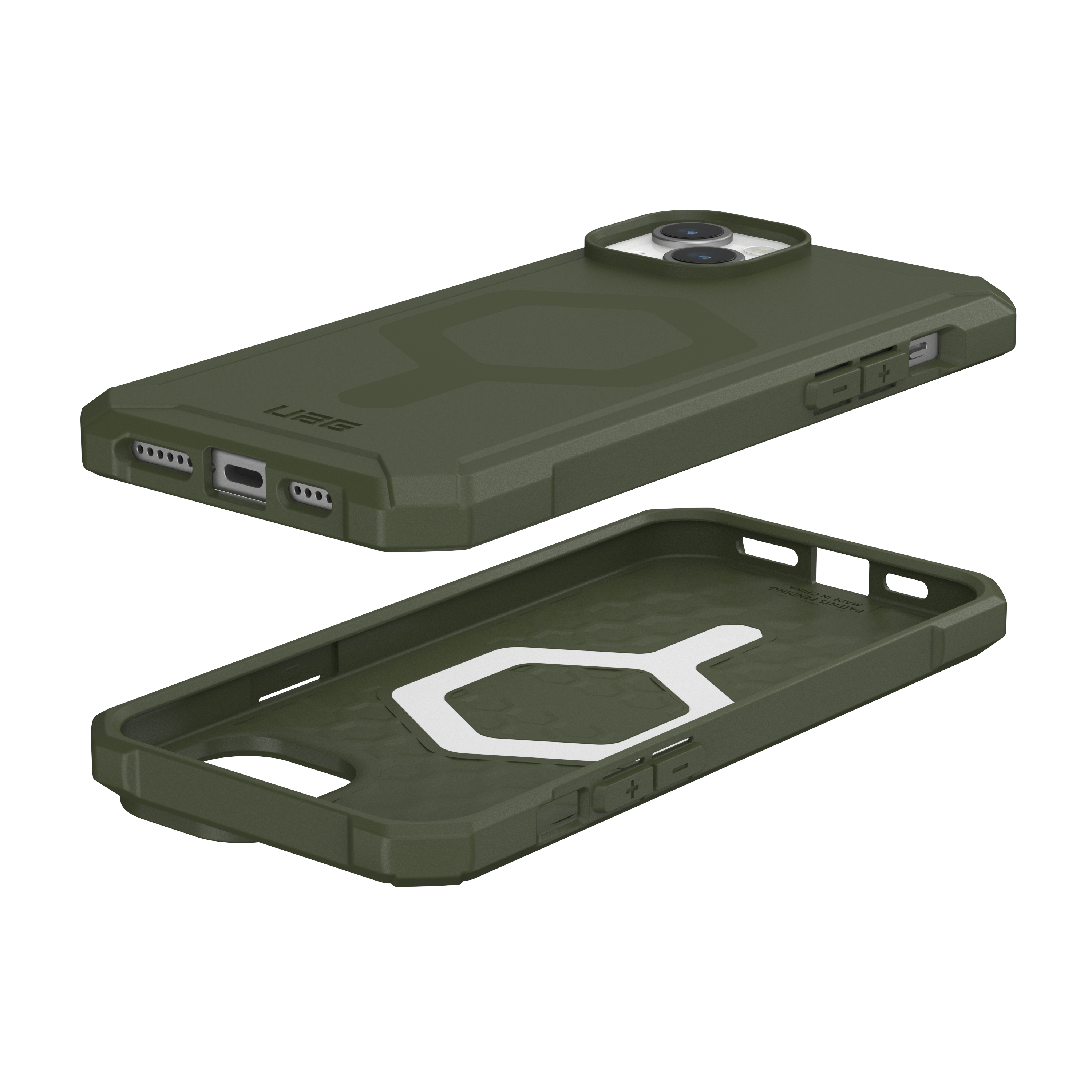 URBAN ARMOR GEAR Plus, olive Essential 15 Apple, MagSafe, iPhone Backcover, drab