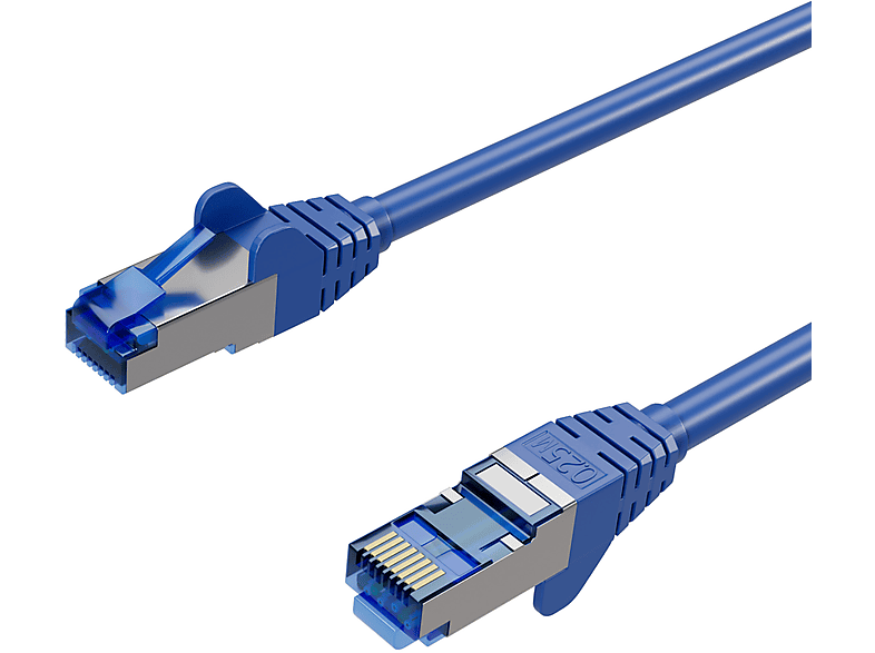 KABELBUDE Patchkabel cat6A S/FTP PIMF blau 0,25m, Patchkabel RJ45, 0,50 m