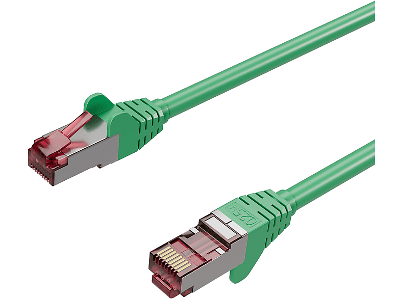 KABELBUDE Netzwerkkabel, RJ45 LAN, Ethernet Cat 6A, S/FTP, PIMF, Halogenfrei, GHMT Grün 1,00m, Patchkabel RJ45, 1 m